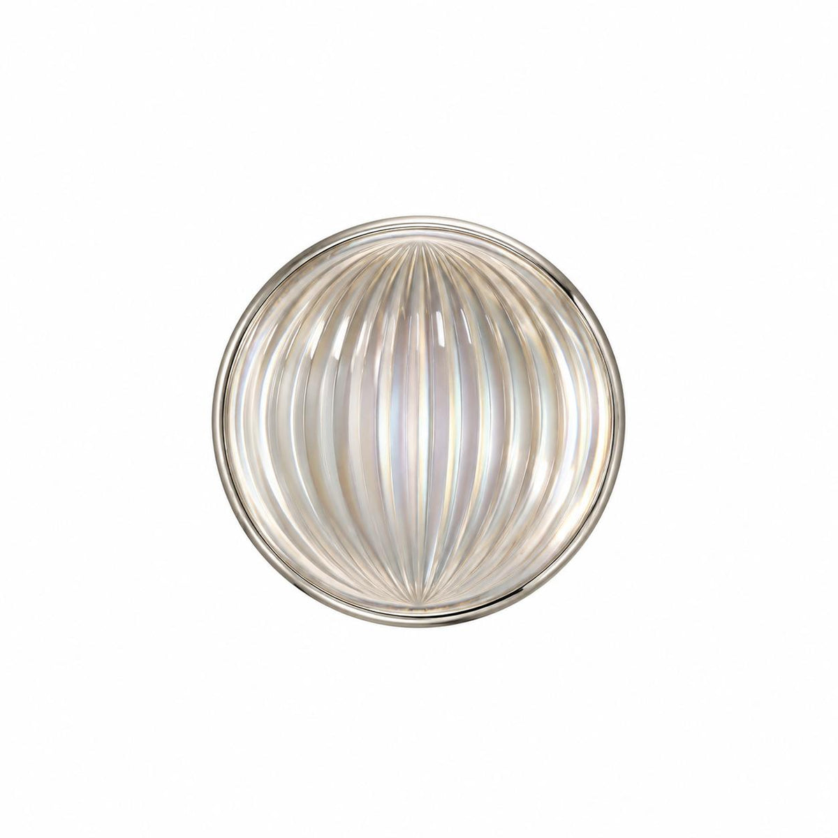 Lalique Vibrante Clear Crystal Sterling Silver Round Brooch 10530400