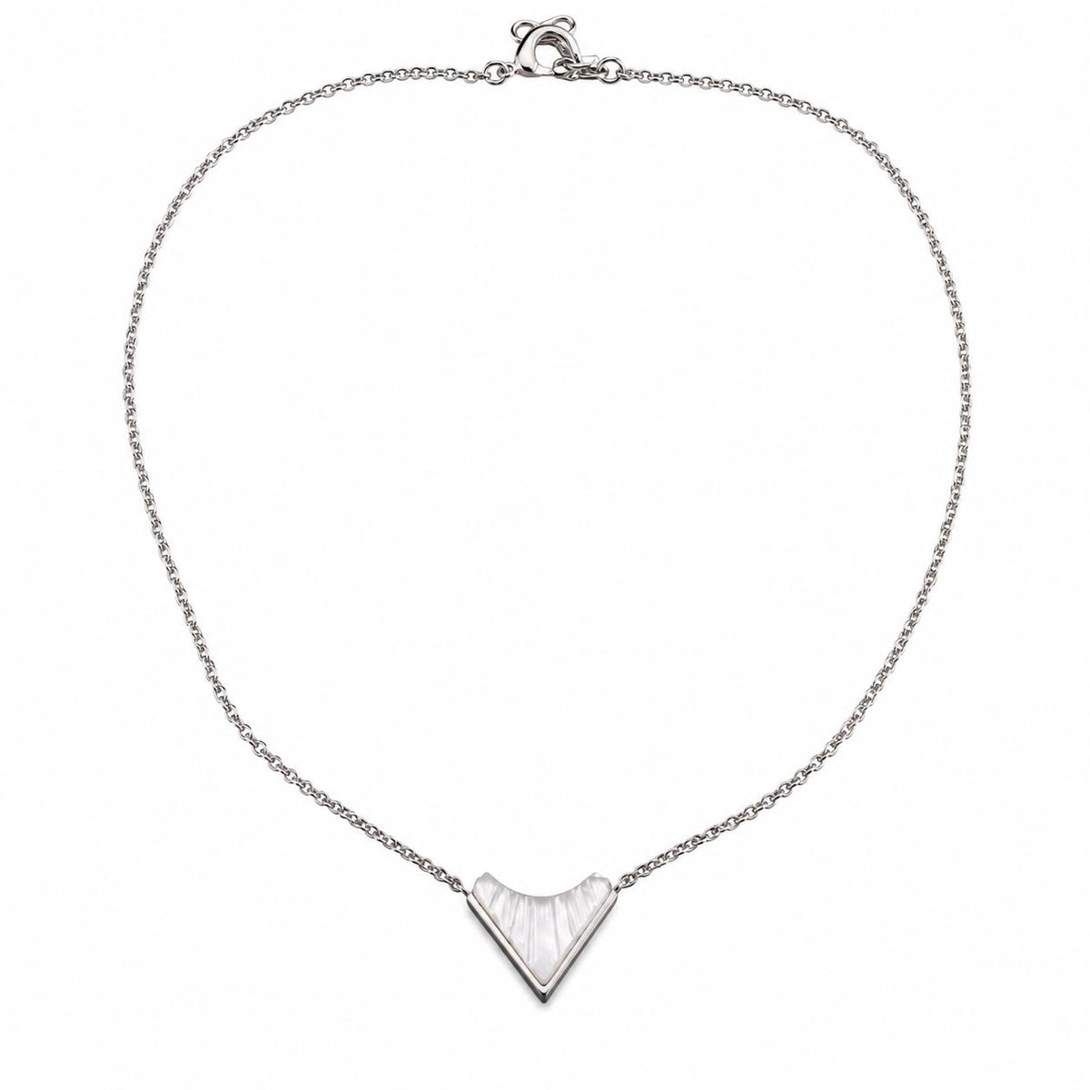 Lalique 1925 Clear Crystal Silver Plated Necklace Small 10680300