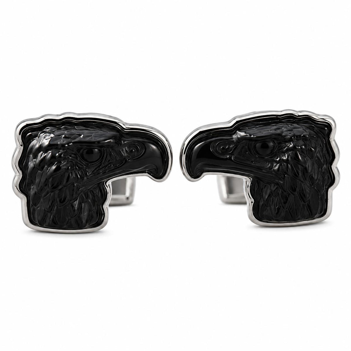 Lalique Eagle Noir Black Crystal Palladium Cufflinks 10605300