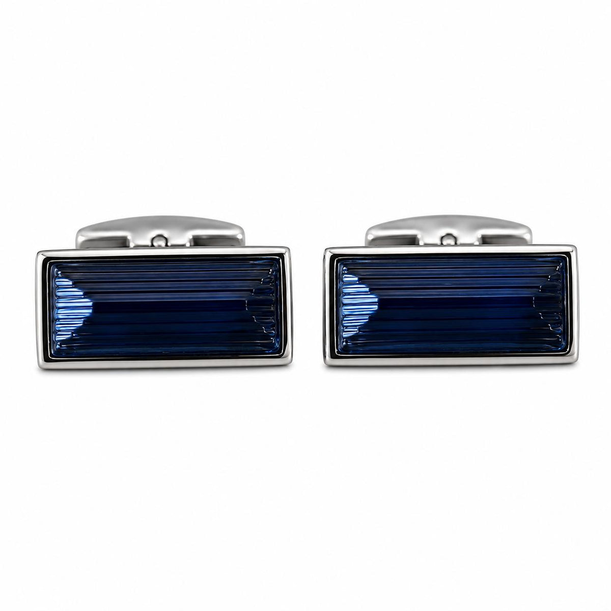 Lalique Rayonnante Blue Crystal Palladium Cufflinks 10606200