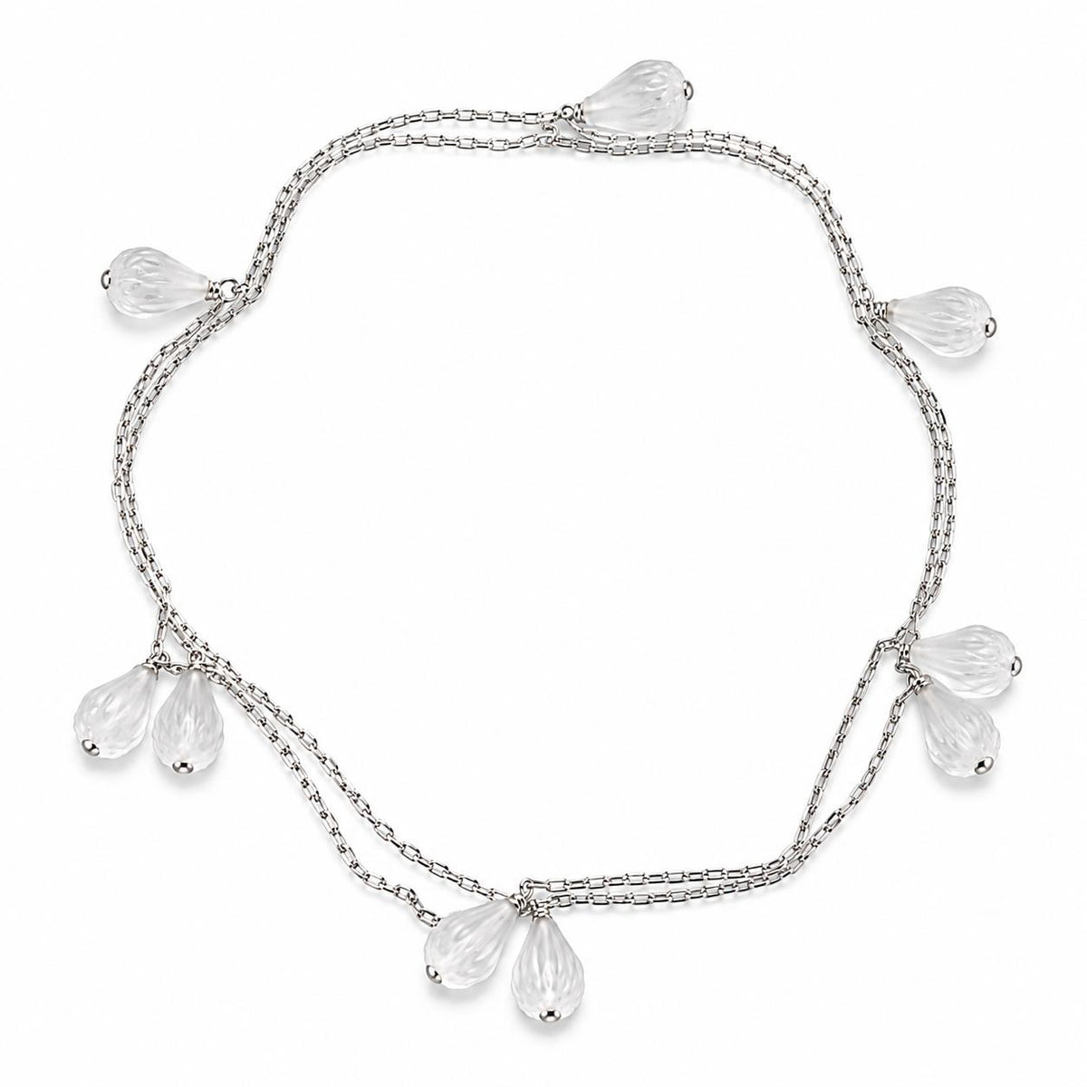 Lalique Flora Bella Clear Crystal Sterling Silver Necklace 10607200