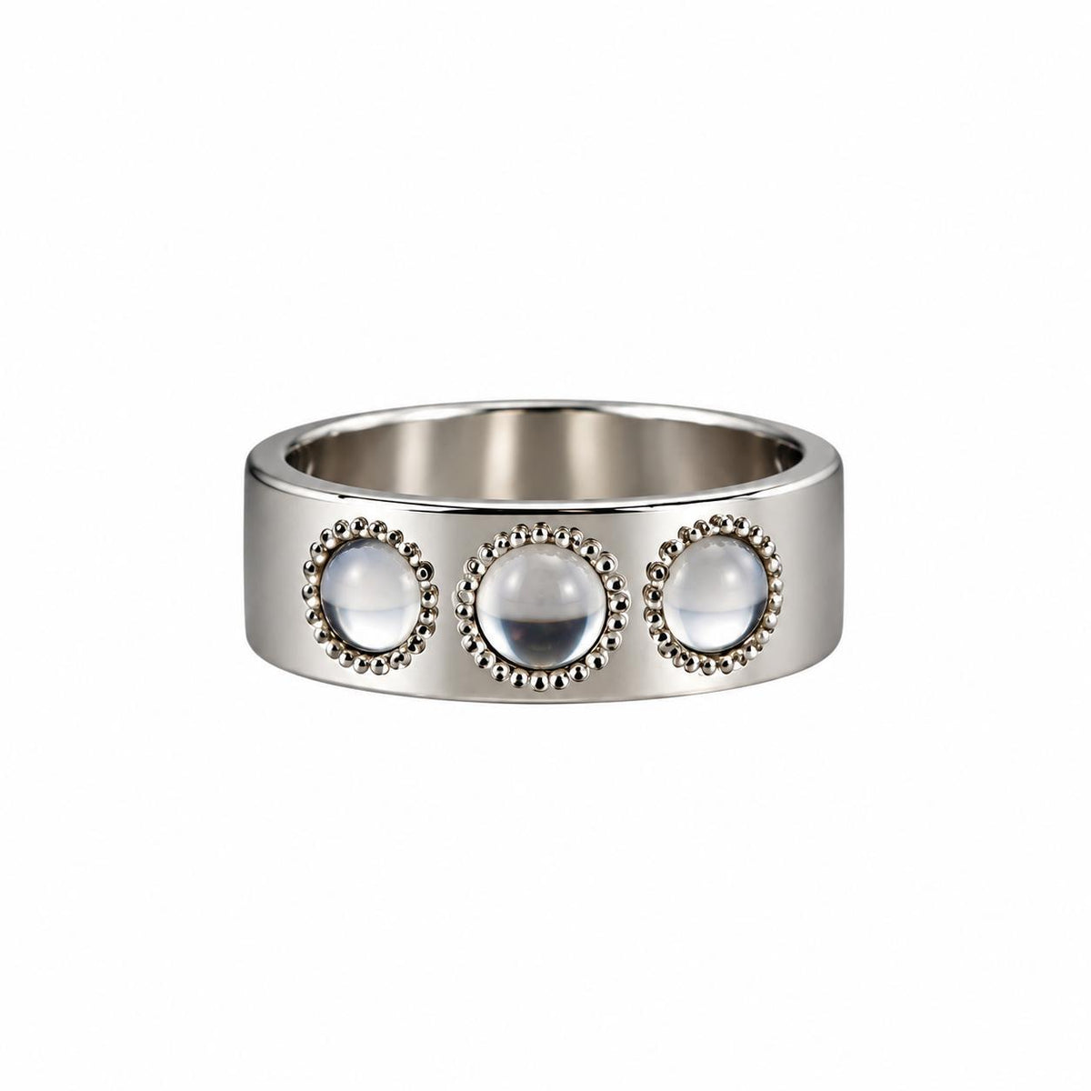 Lalique Petillante Bubbly Crystal Sterling Silver Band Ring 10144600