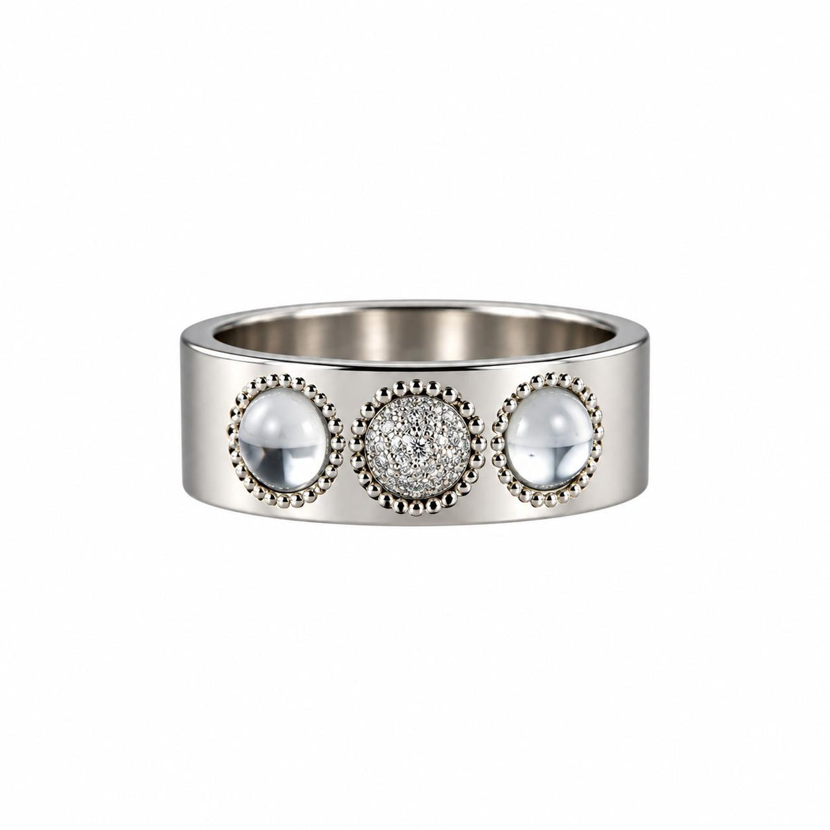 Lalique Petillante Bubbly Sterling Silver Diamond Crystal Band Ring 10145500