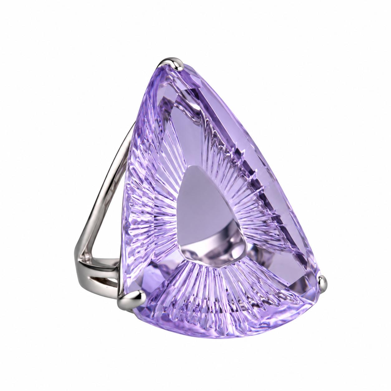 Lalique Ice Light Blue Crystal Sterling Silver Ring 10042200