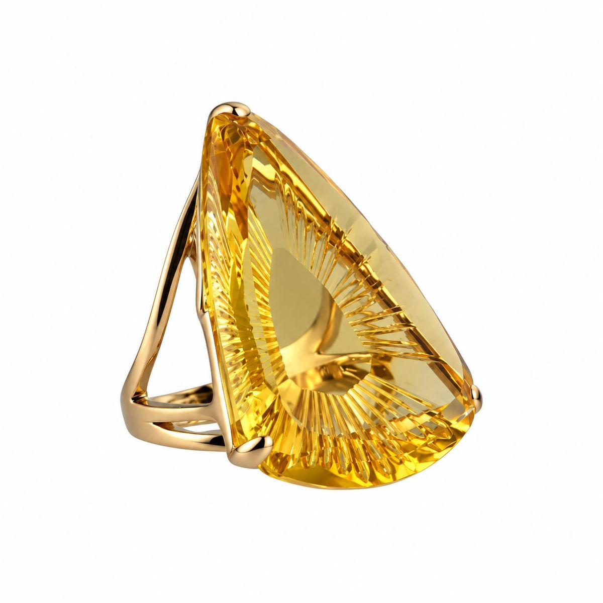 Lalique Ice Light Yellow Crystal Gold Plated Ring 10044300