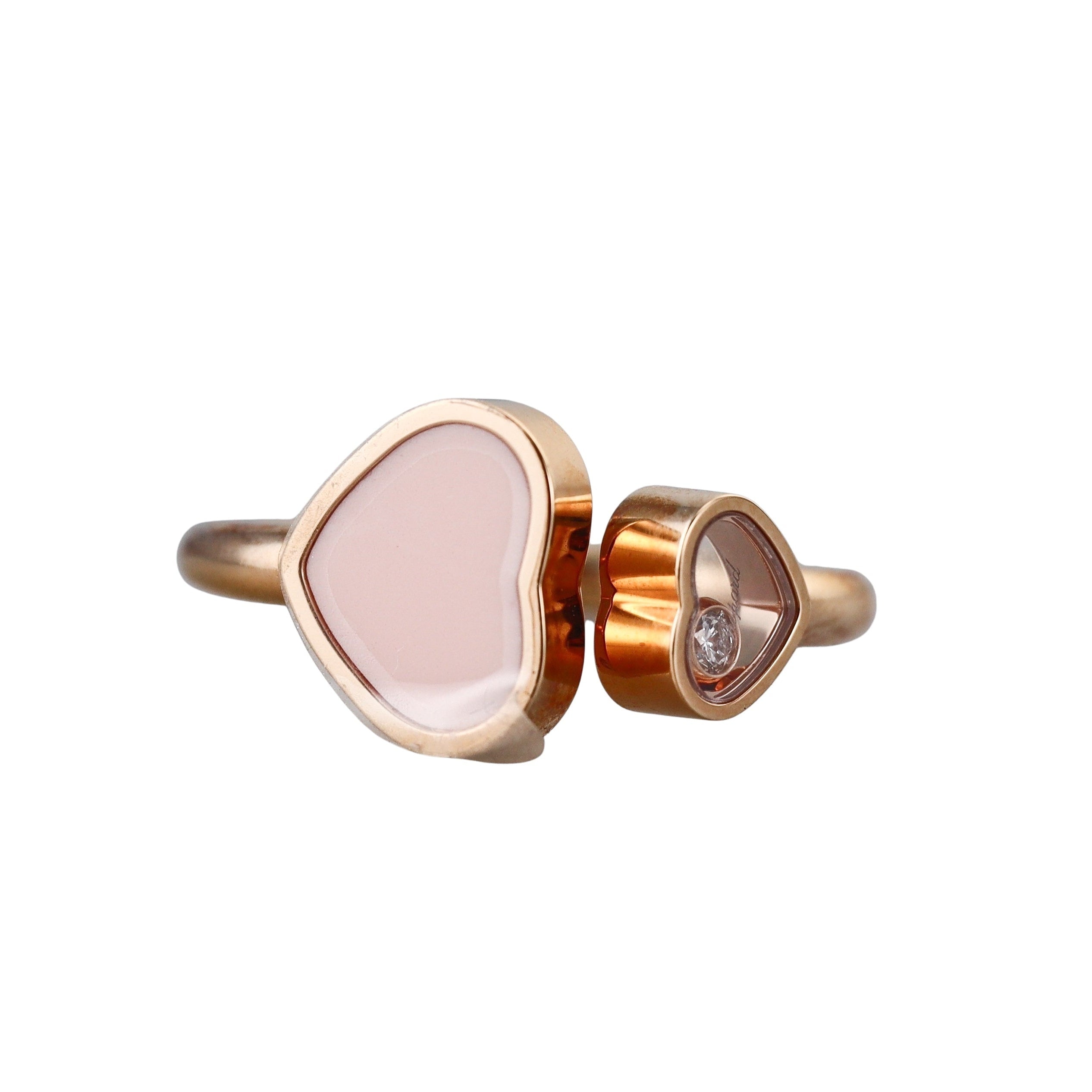 Chopard Happy Hearts Rose Gold Diamond Pink Opal Ring N829482-5610