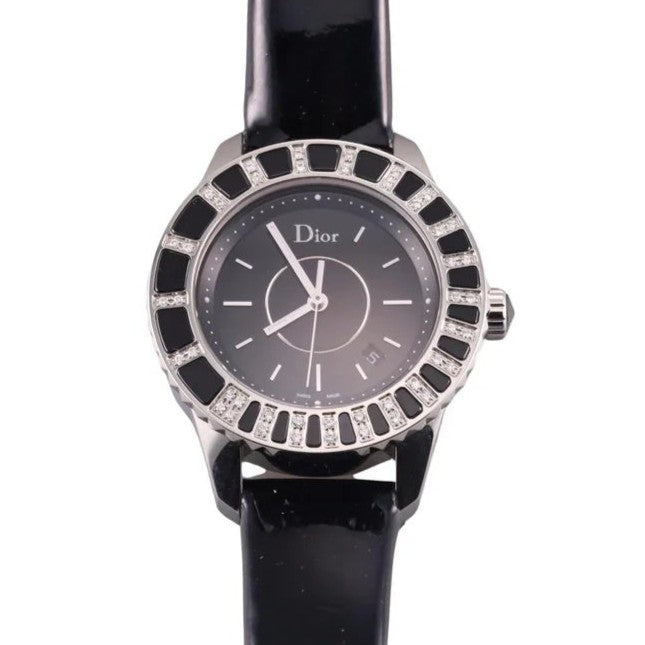 Christian Dior Christal Black Diamond Bezel Ladies Watch CD113115A001