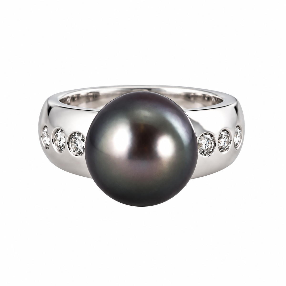 14k Gold Tahitian South Sea Pearl Diamond Ring