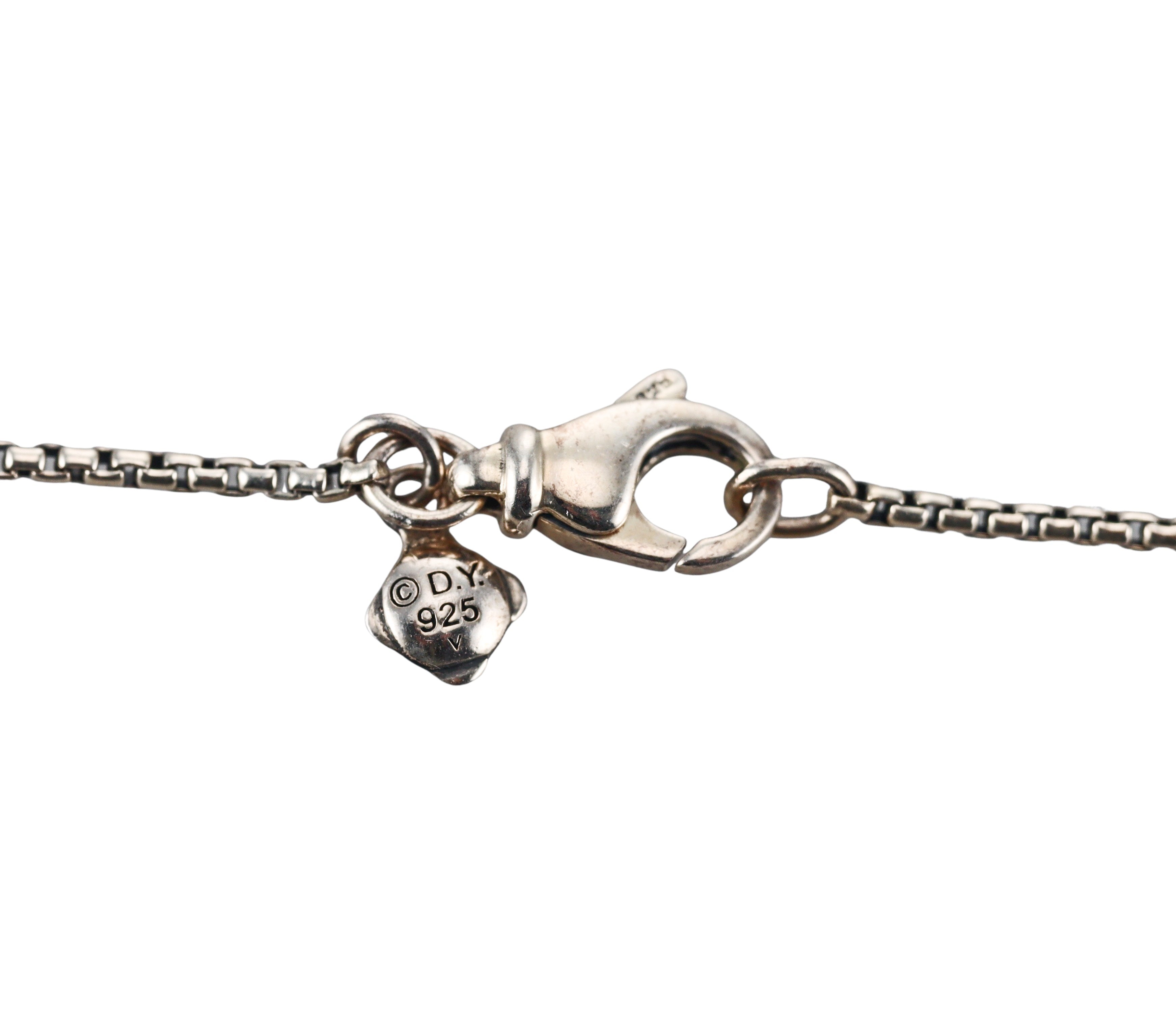 David Yurman Chatelaine Sterling Blue Topaz Diamond Pendant Necklace