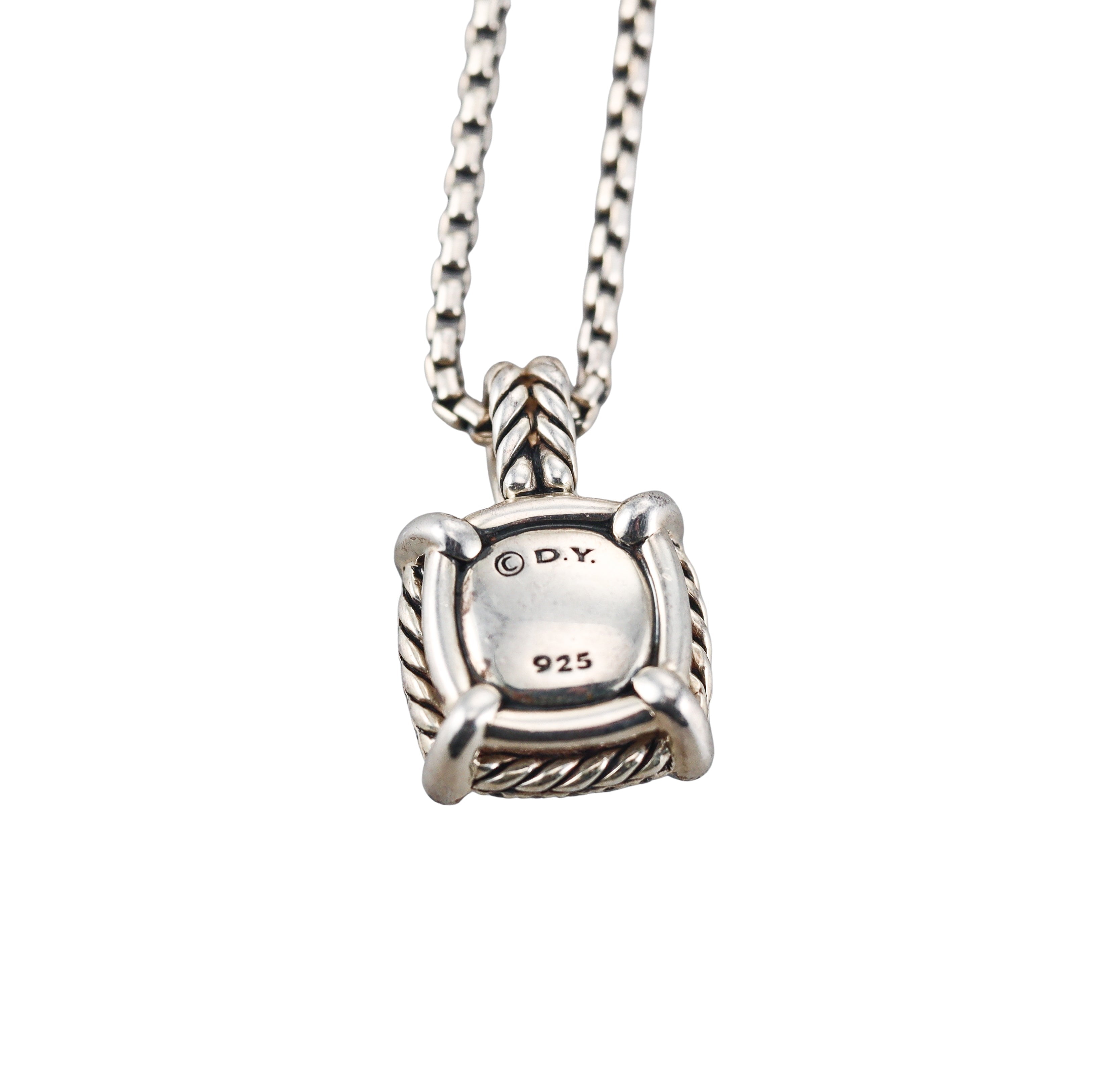 David Yurman Chatelaine Sterling Blue Topaz Diamond Pendant Necklace