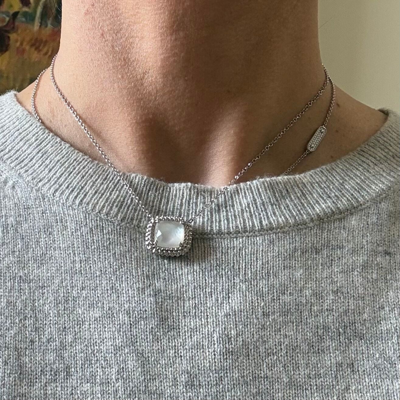 Di Modolo Motif Mother of Pearl & Diamond Necklace in Sterling Silver