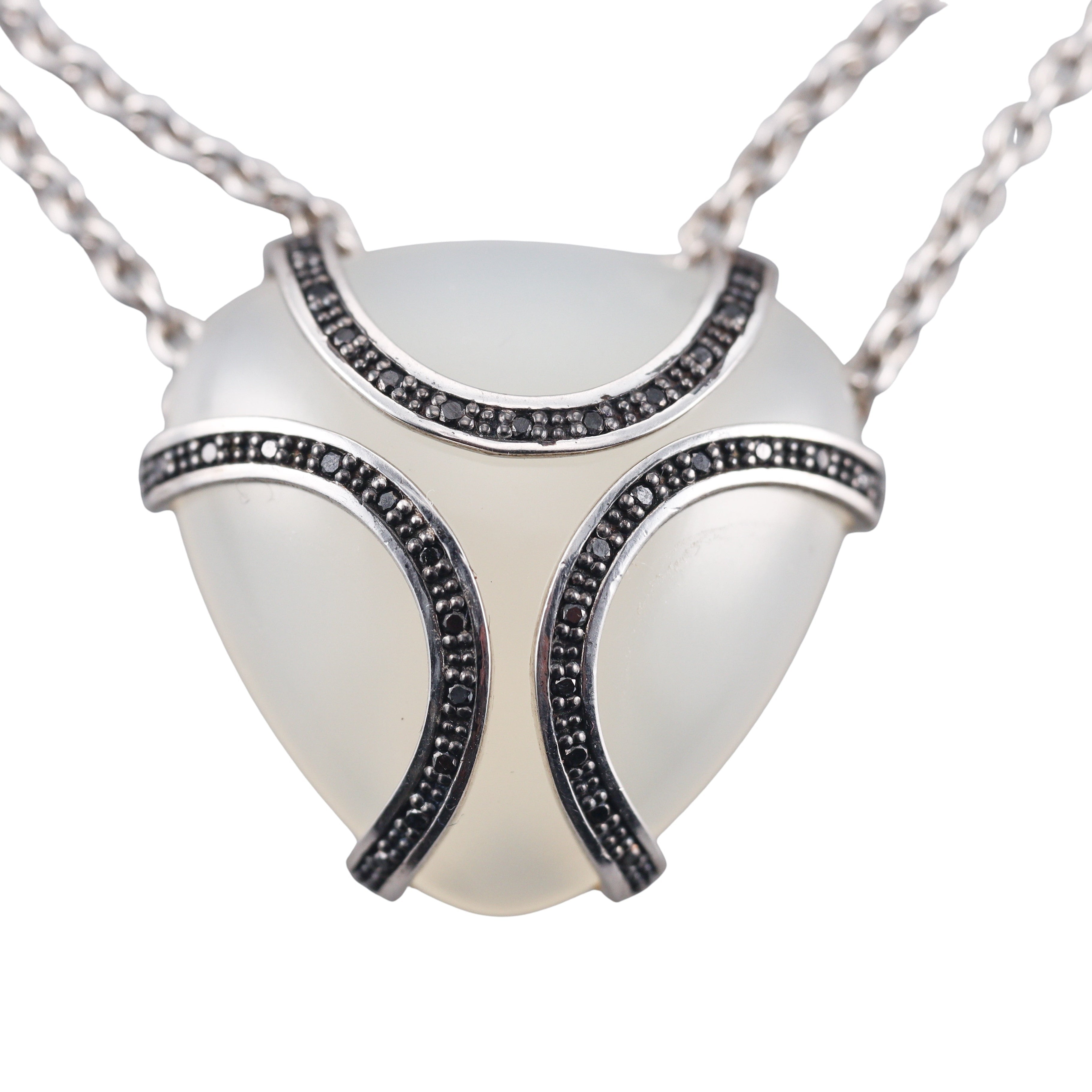 Di Modolo Spirit White Onyx & Diamond Necklace in Sterling Silver plated with