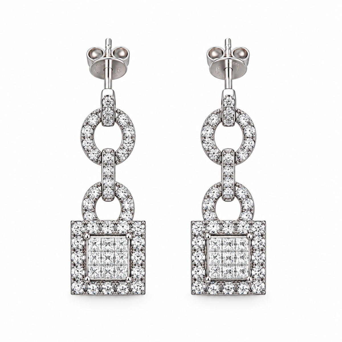 14k White Gold 2.21ctw Diamond Drop Earrings