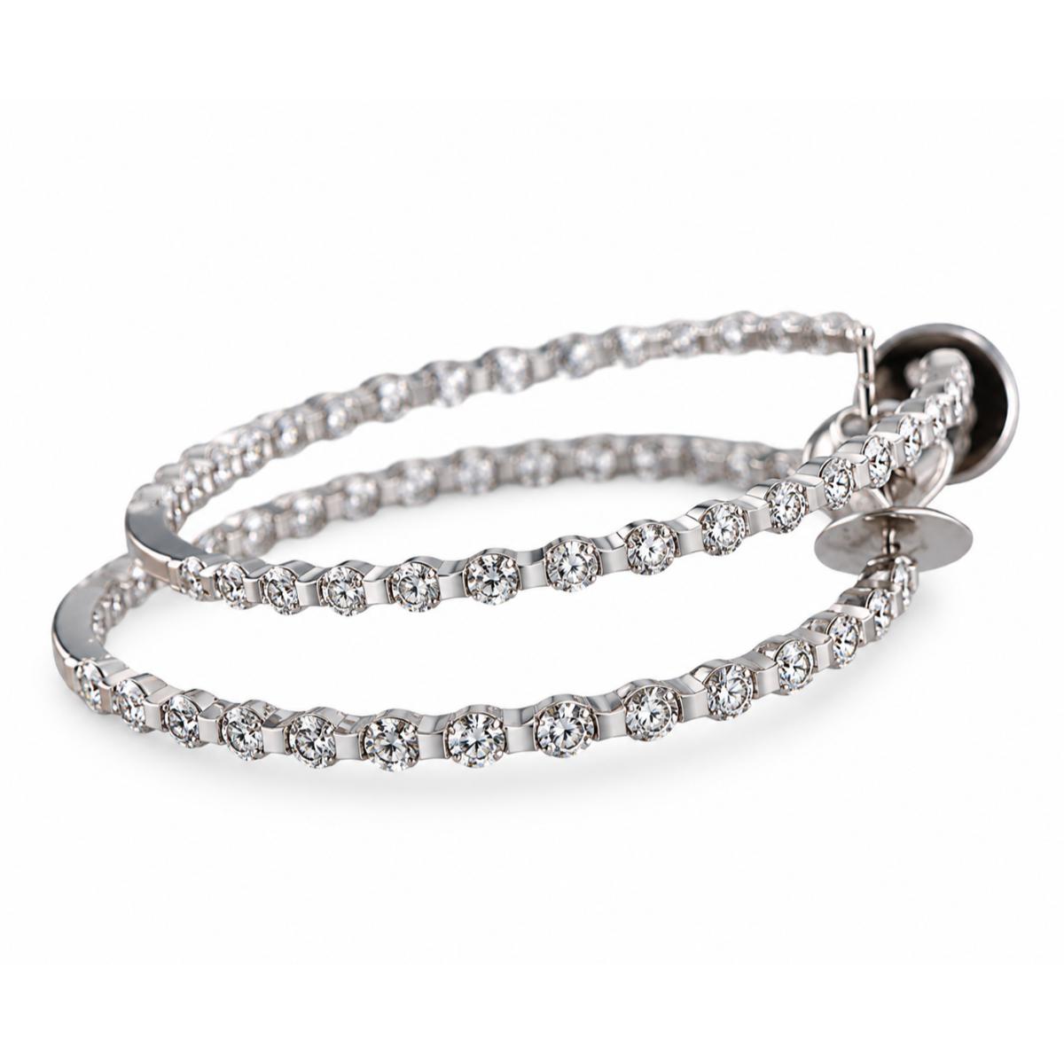 Memoire by Hearts on Fire 18k Gold Diamond Prong Round Hoops Earrings
