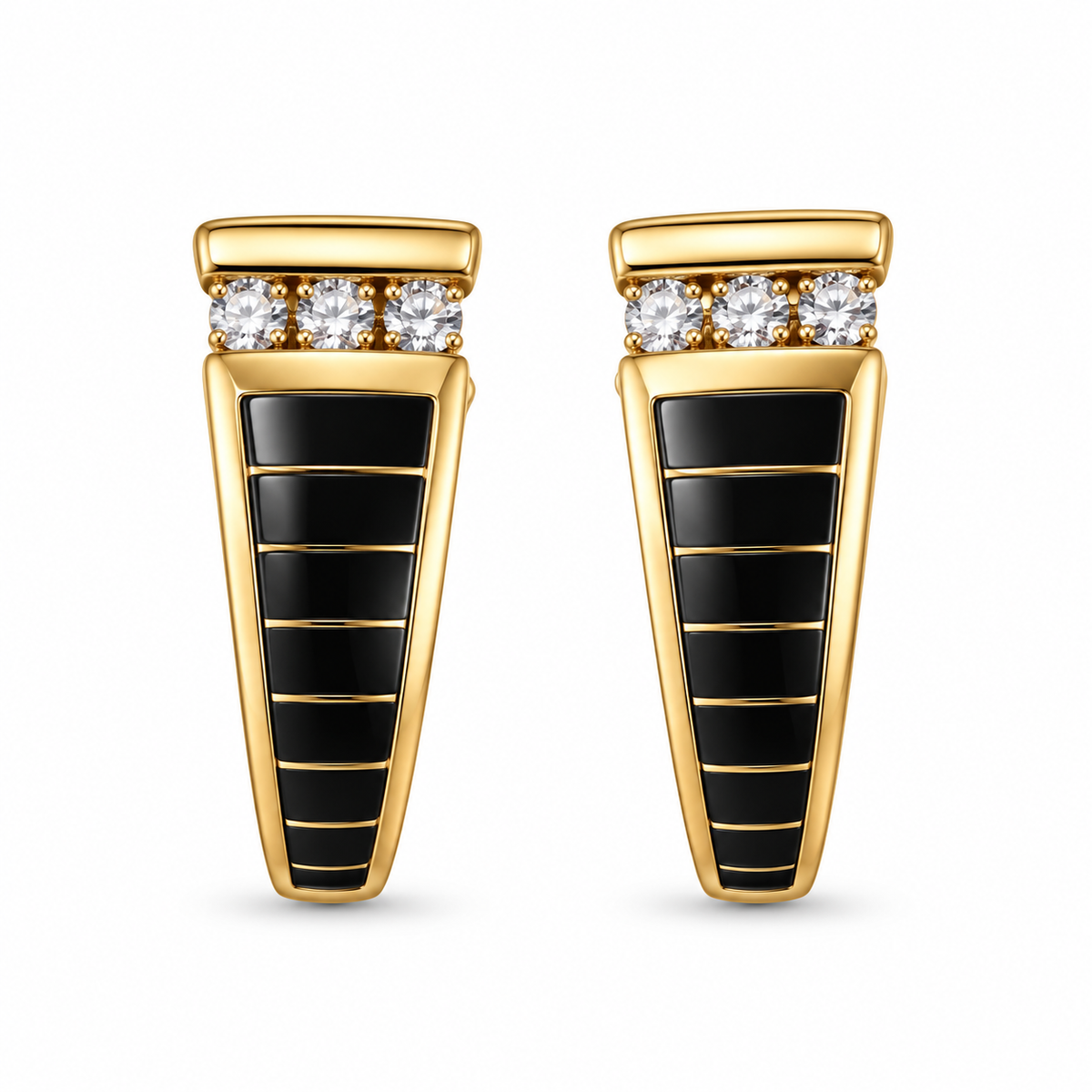 Kabana 14K Yellow Gold Black Onyx Diamond Earrings