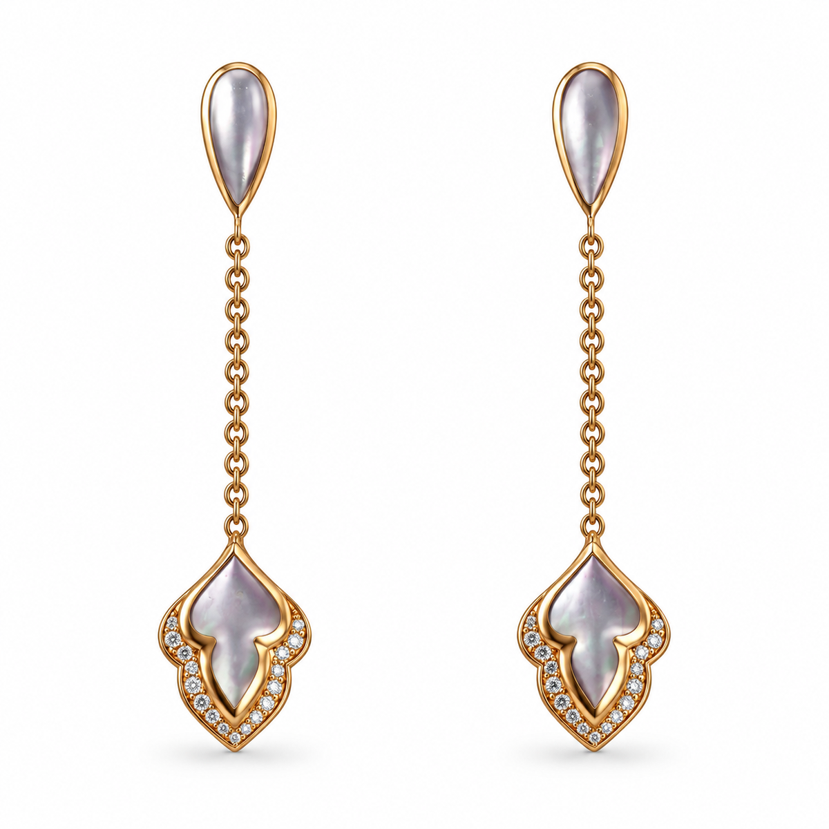 Kabana 14K Yellow Gold Mother of Pearl Diamond Drop Earrings