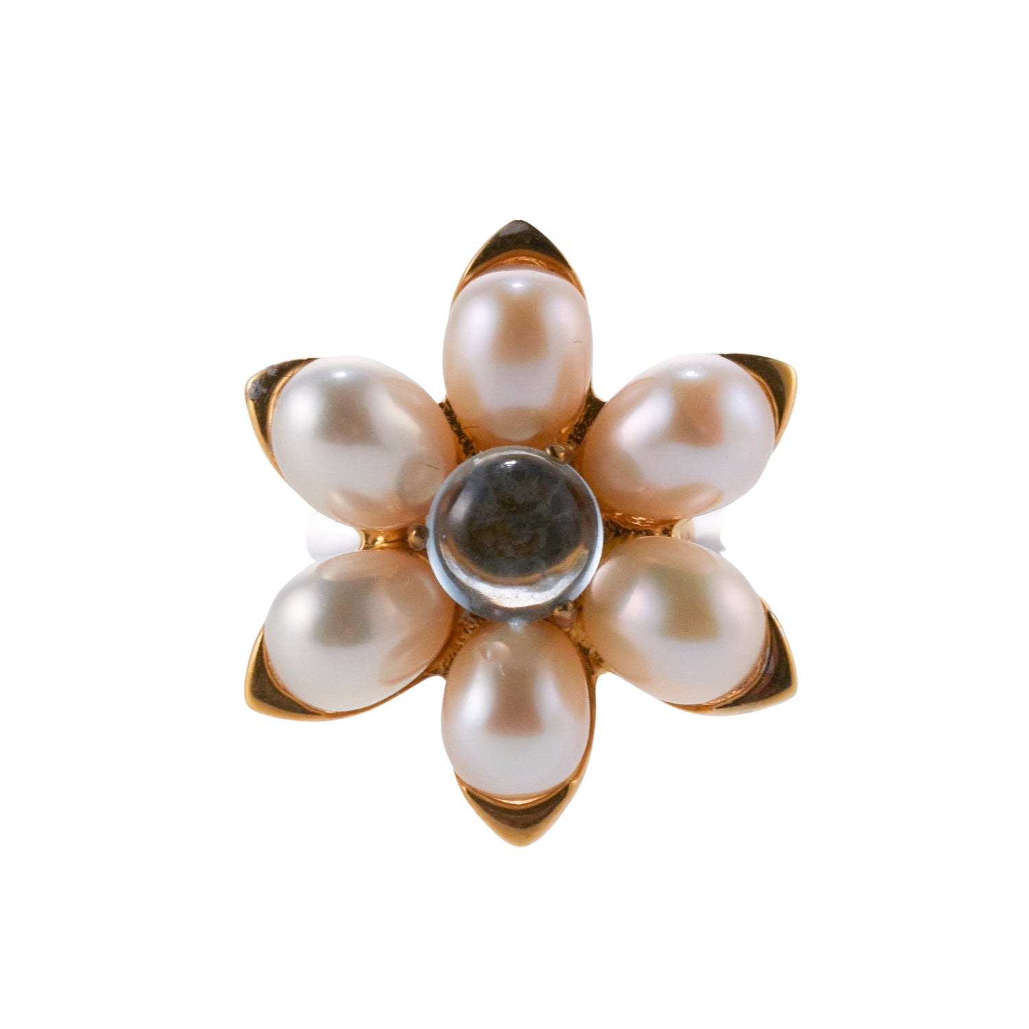 Mimi Milano Gold Pearl Quartz Flower Ring