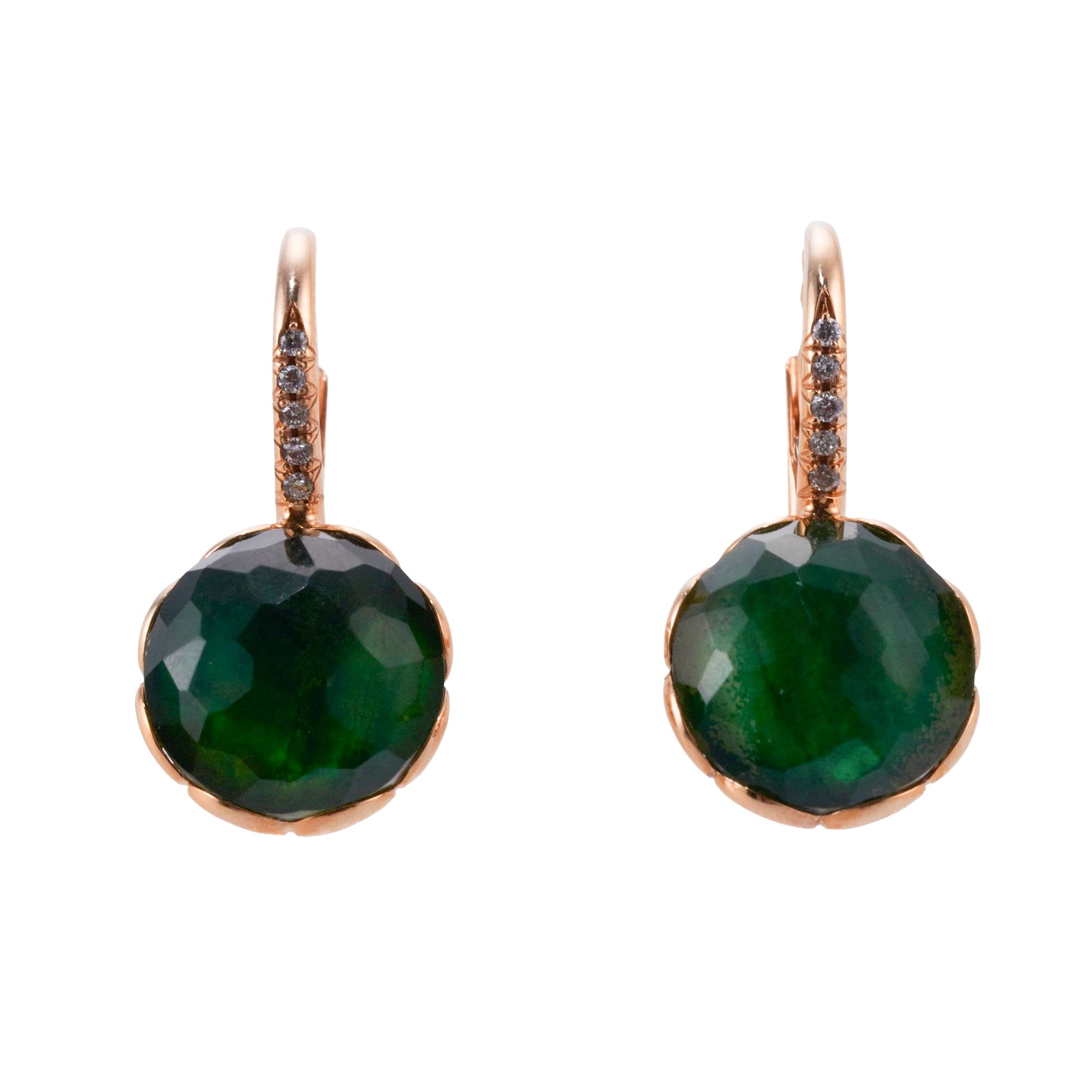 Mimi Milano Gold Green Quartz Diamond Earrings