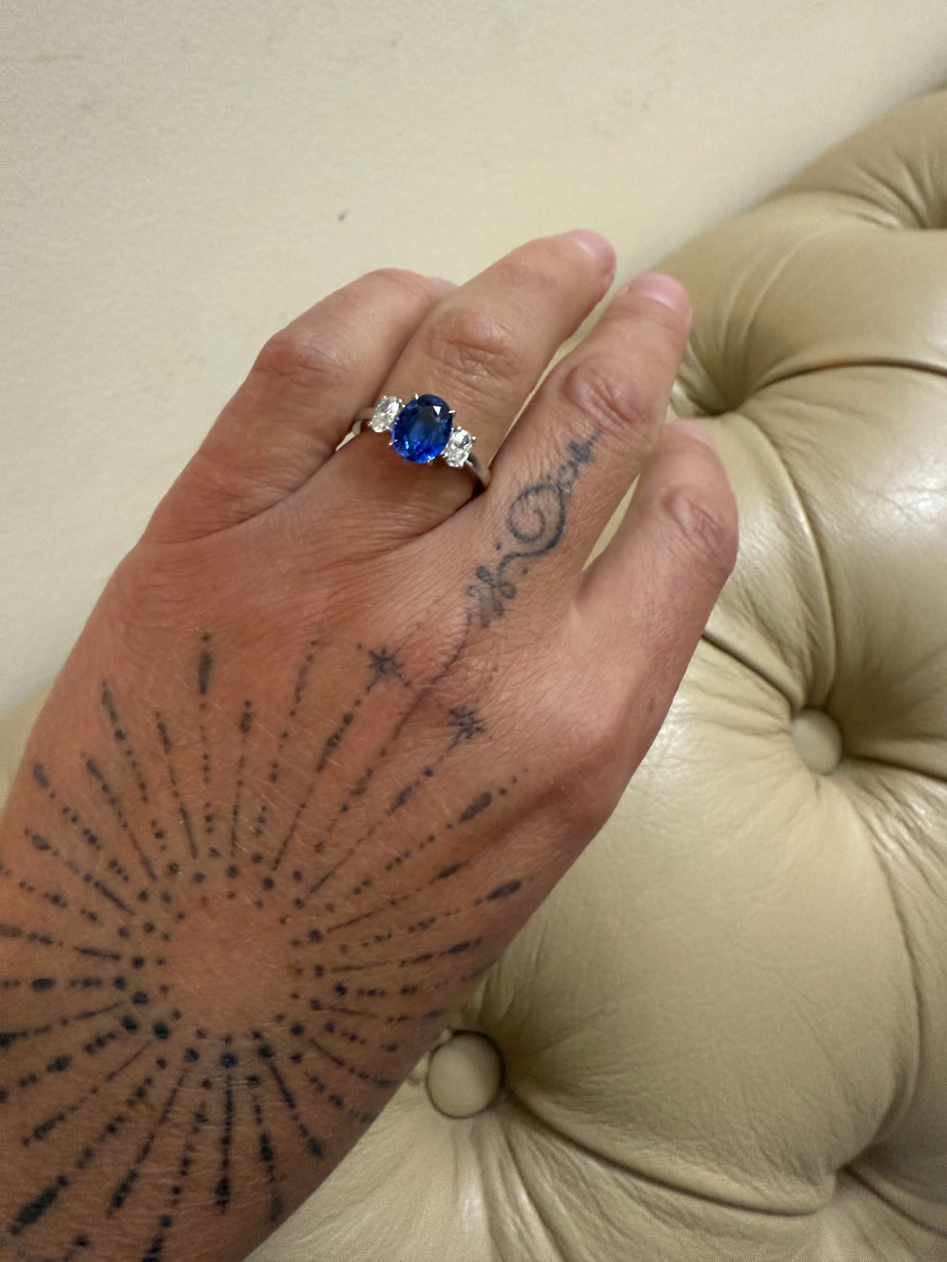 GIA 2.78ct Natural Sapphire Diamond Platinum Ring