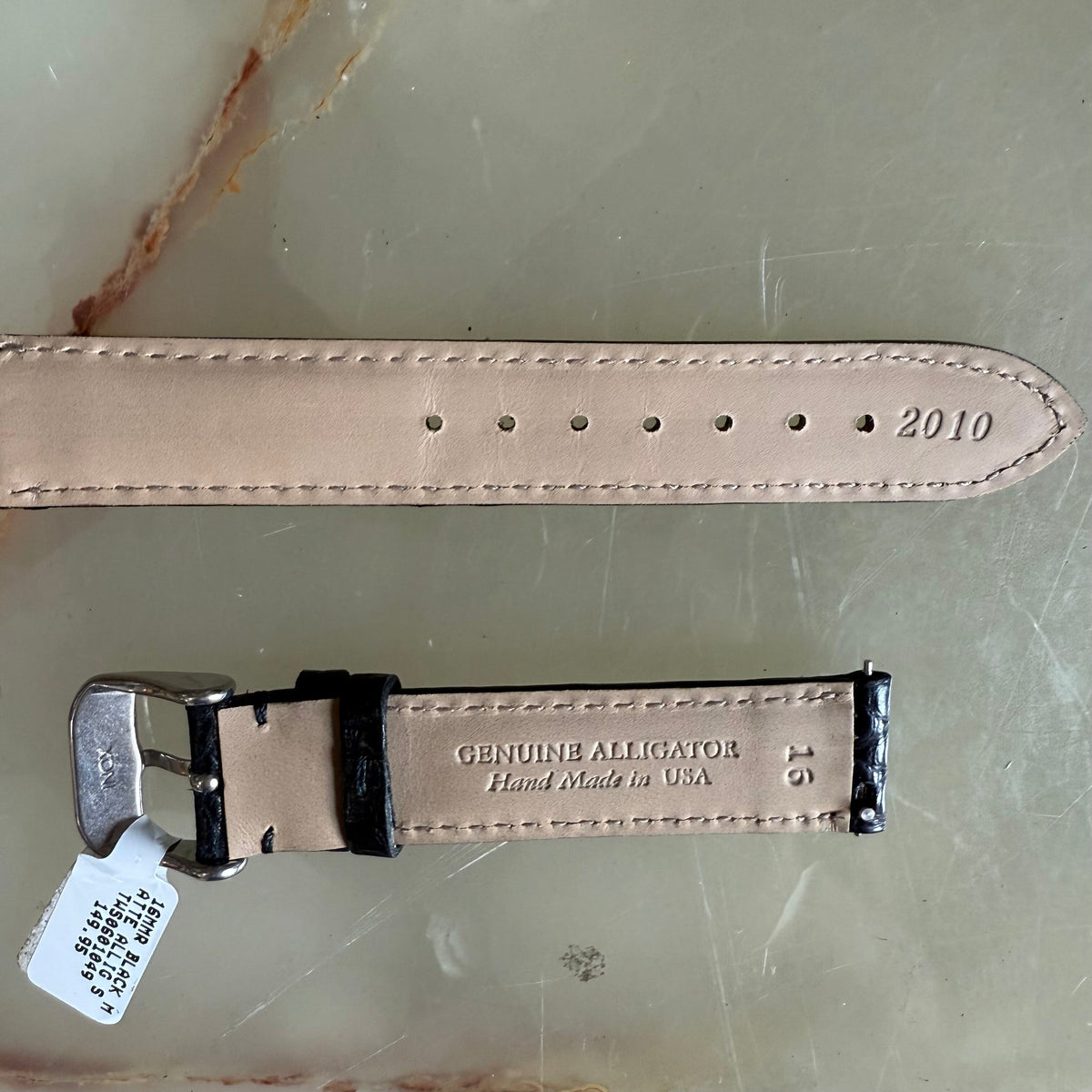 Genuine Alligator Black Watch Strap Band 16mm Padded & Stitched w Buckle