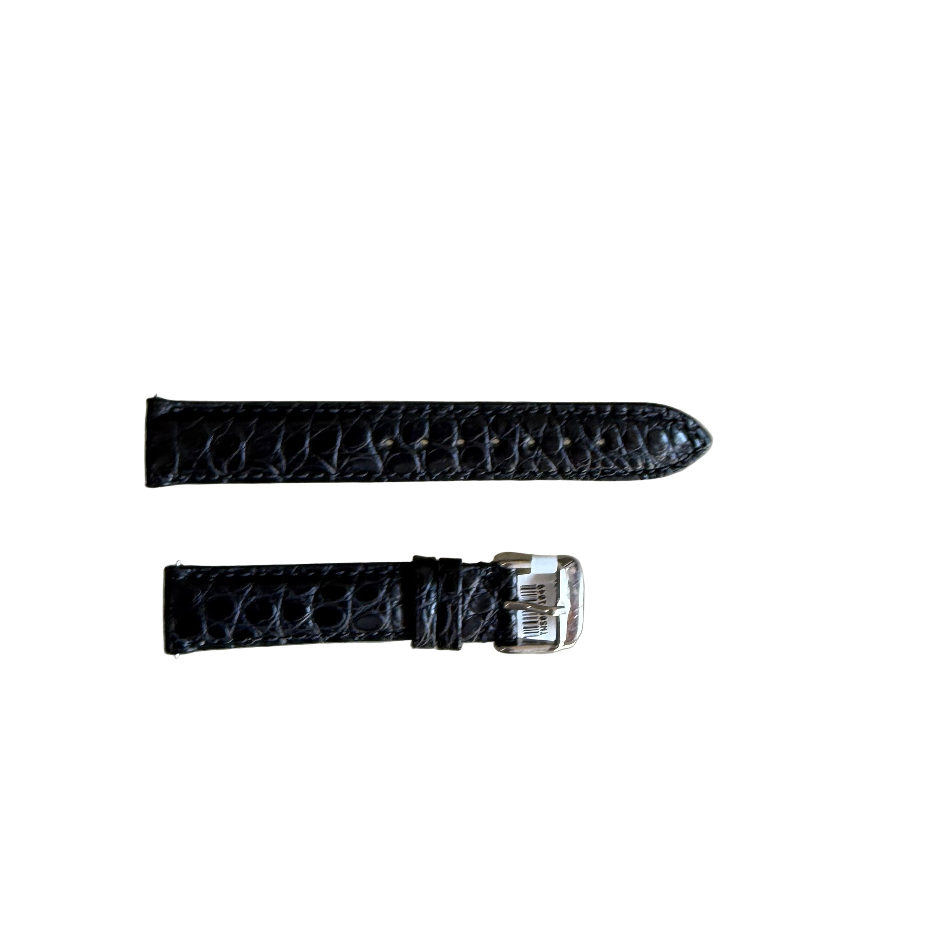 Genuine Alligator Black Watch Strap Band 16mm Padded & Stitched with Buckle