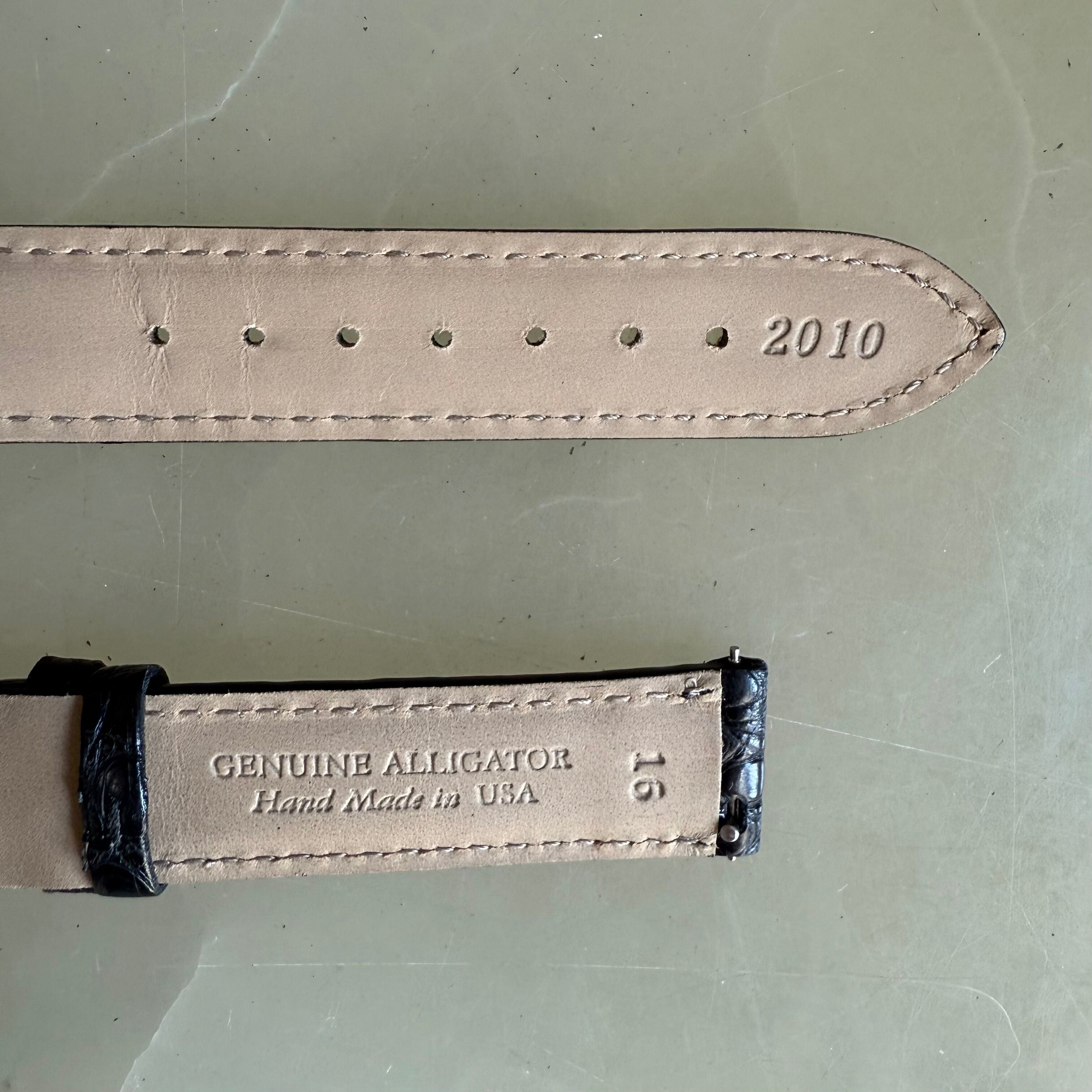 Genuine Alligator Black Watch Strap Band 16mm Padded & Stitched with Buckle