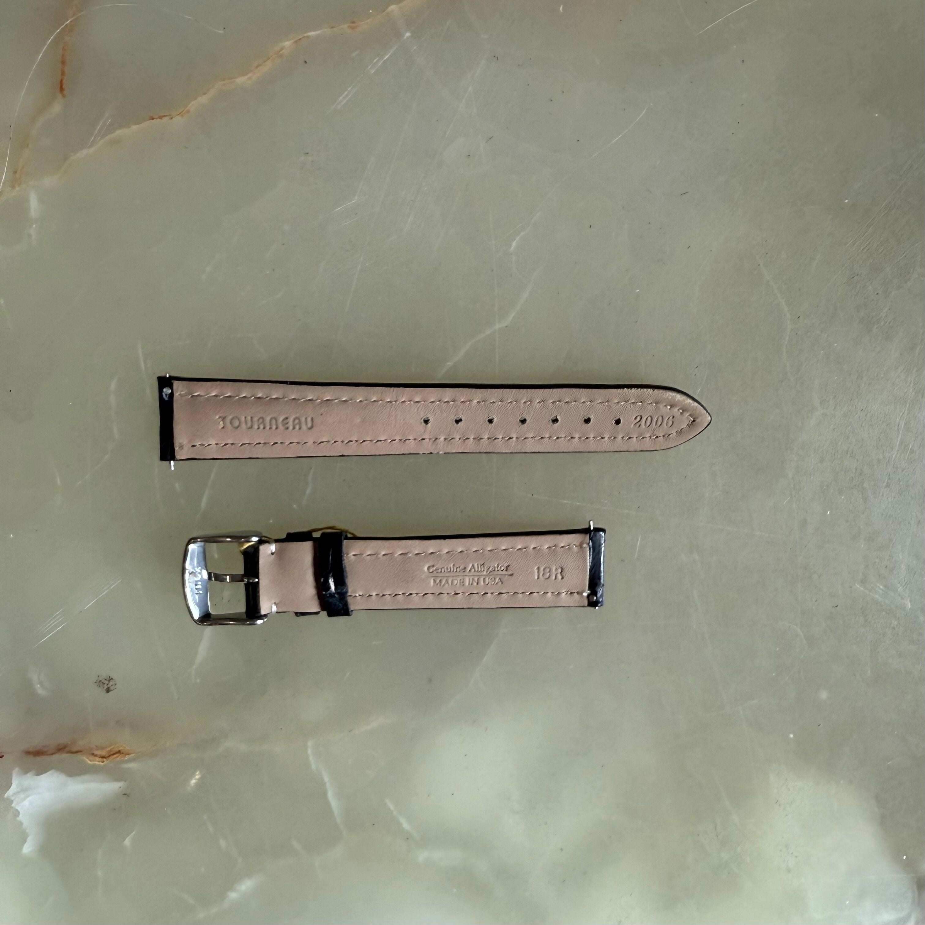 Genuine Alligator Black Watch Strap Band 18mm Padded & Stitched with Buckle