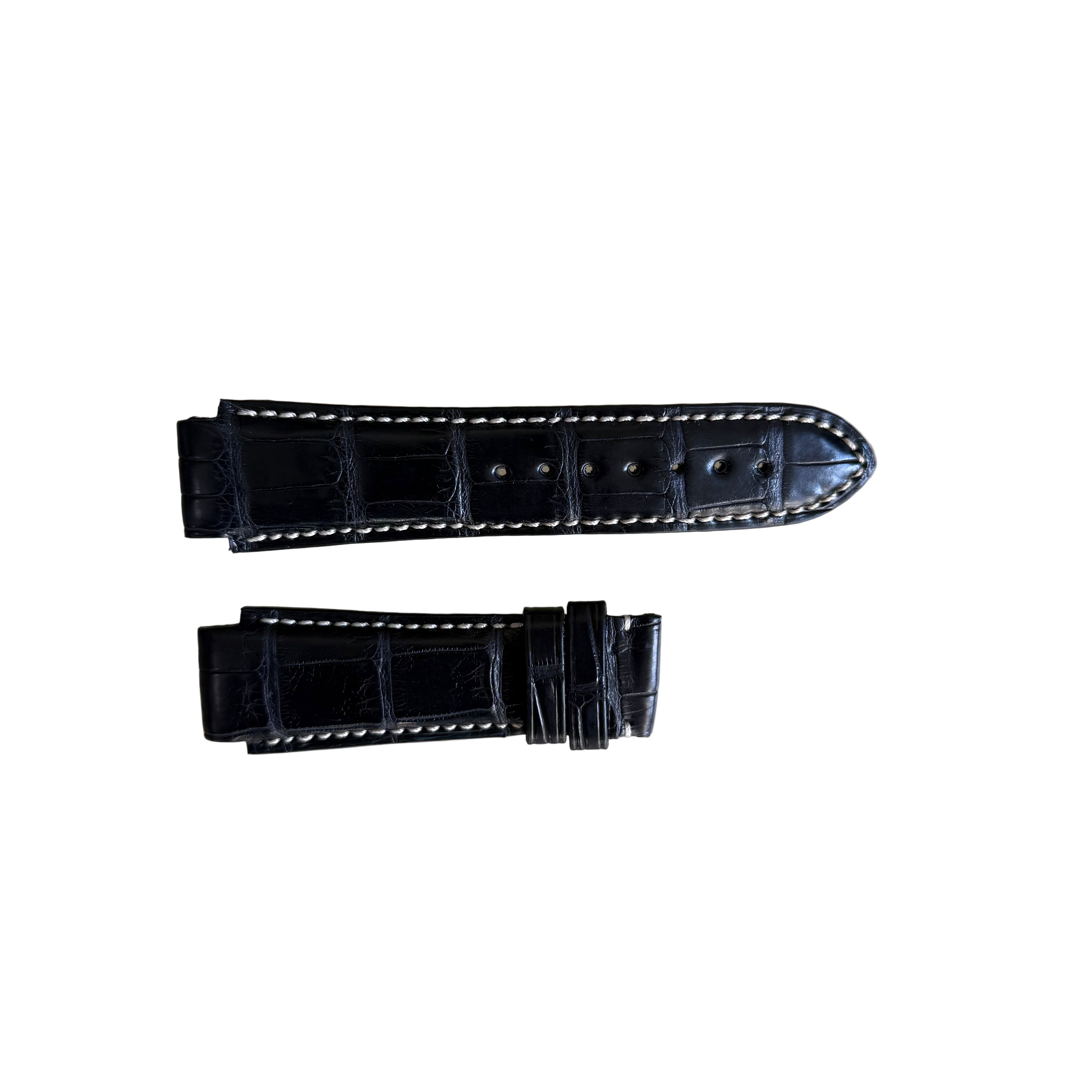 Genuine Alligator Black Watch Strap Band 19mm Padded & Stitched