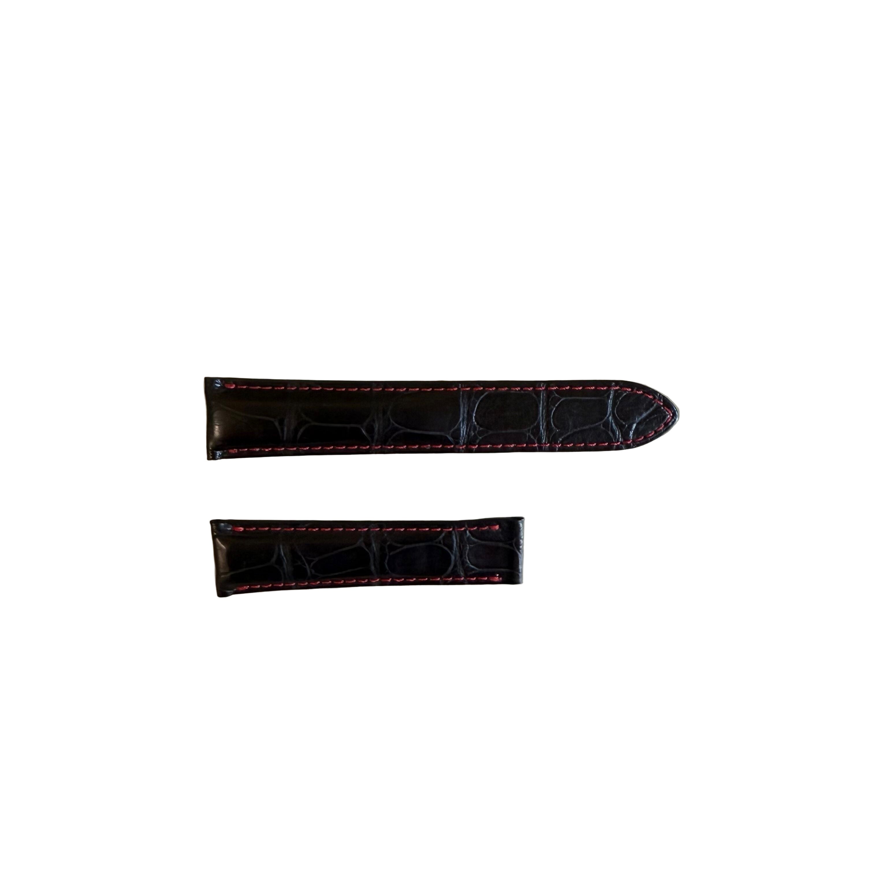 Genuine Alligator Black Watch Strap Band 20mm Padded & Stitched