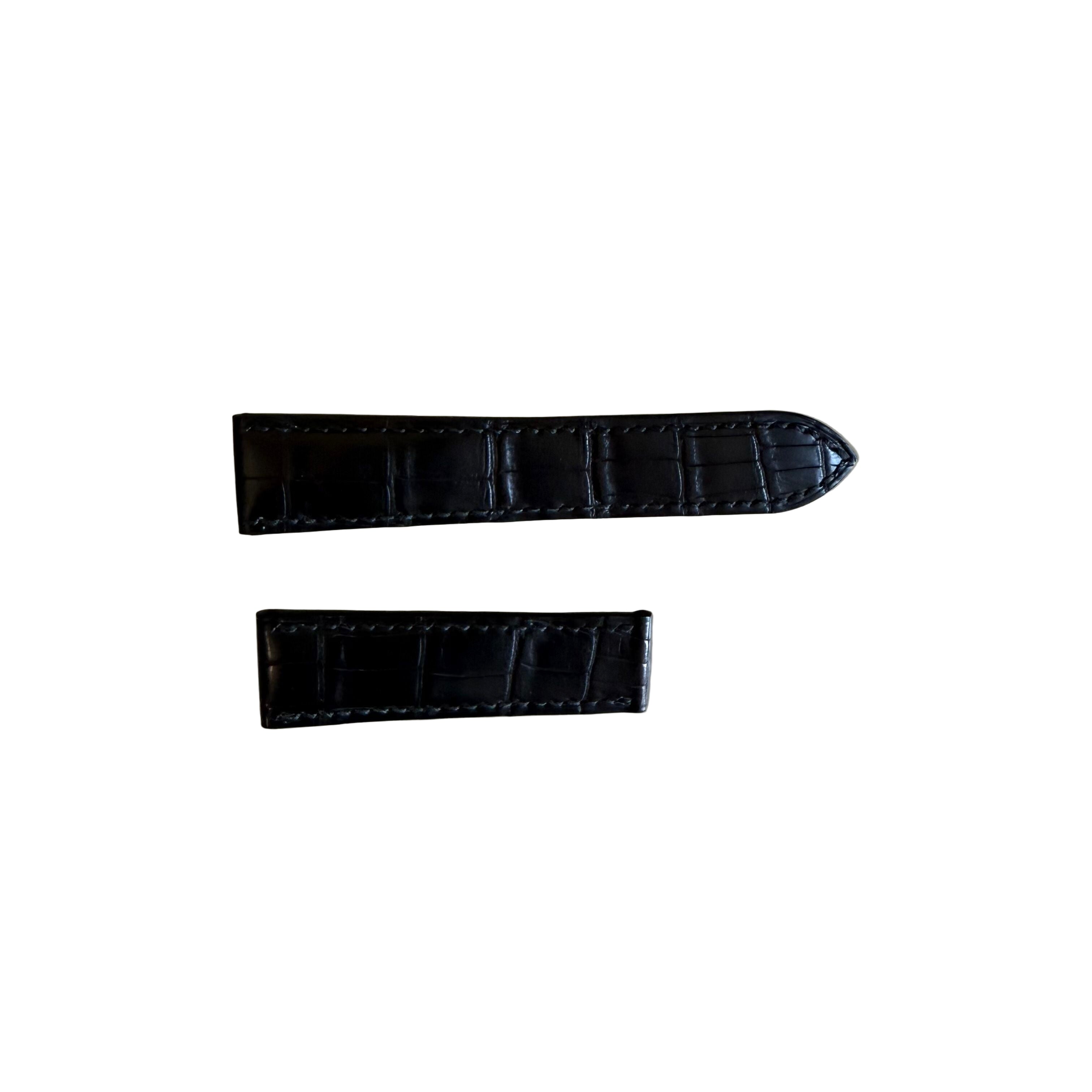 Genuine Alligator Black Watch Strap Band 22mm Padded & Stitched