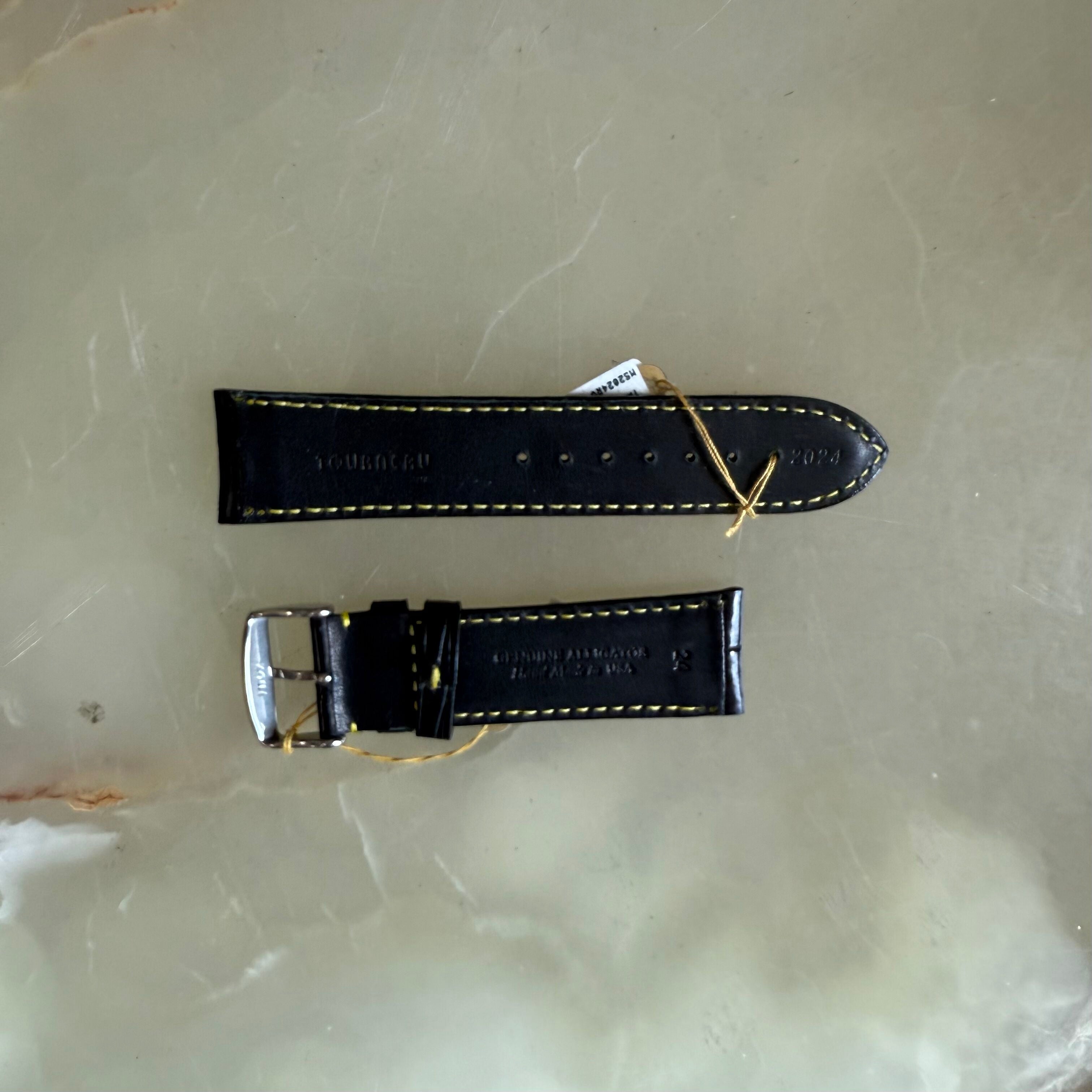 Genuine Alligator Black Watch Strap Band 24mm Padded & Stitched with Buckle