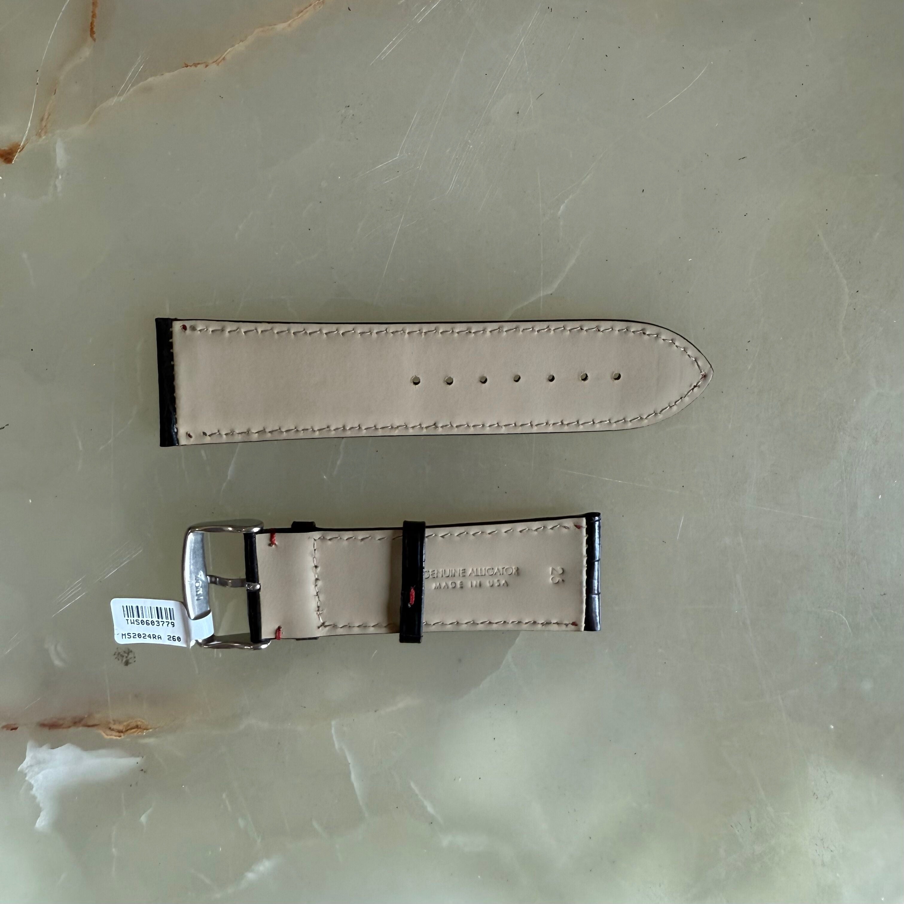 Genuine Alligator Black Watch Strap Band 26mm Padded & Stitched with Buckle