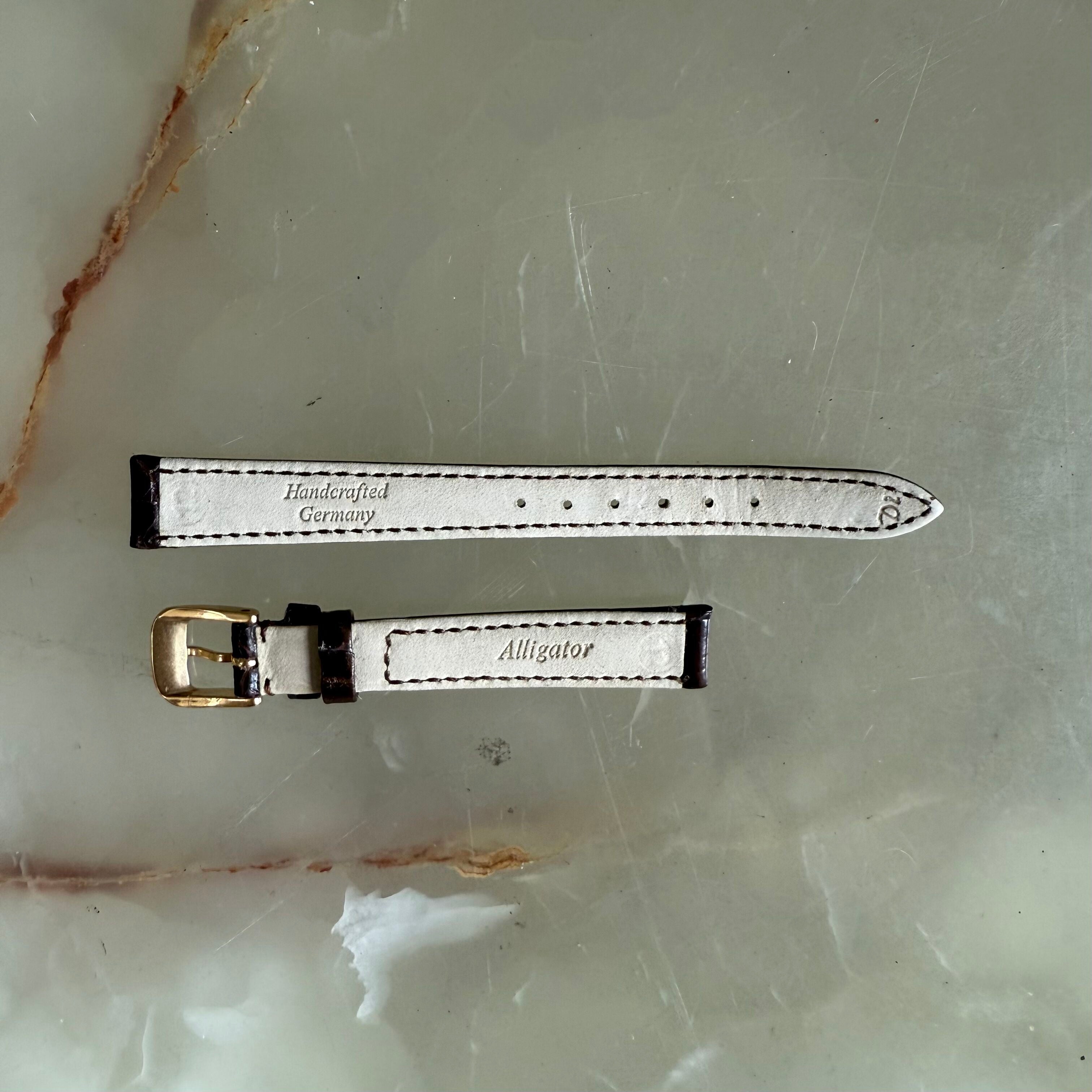 Genuine Alligator Brown Watch Strap Band 12mm Padded & Stitched w Buckle