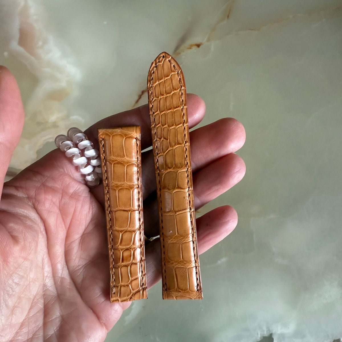 Genuine Alligator Brown Watch Strap Band 18mm Padded & Stitched