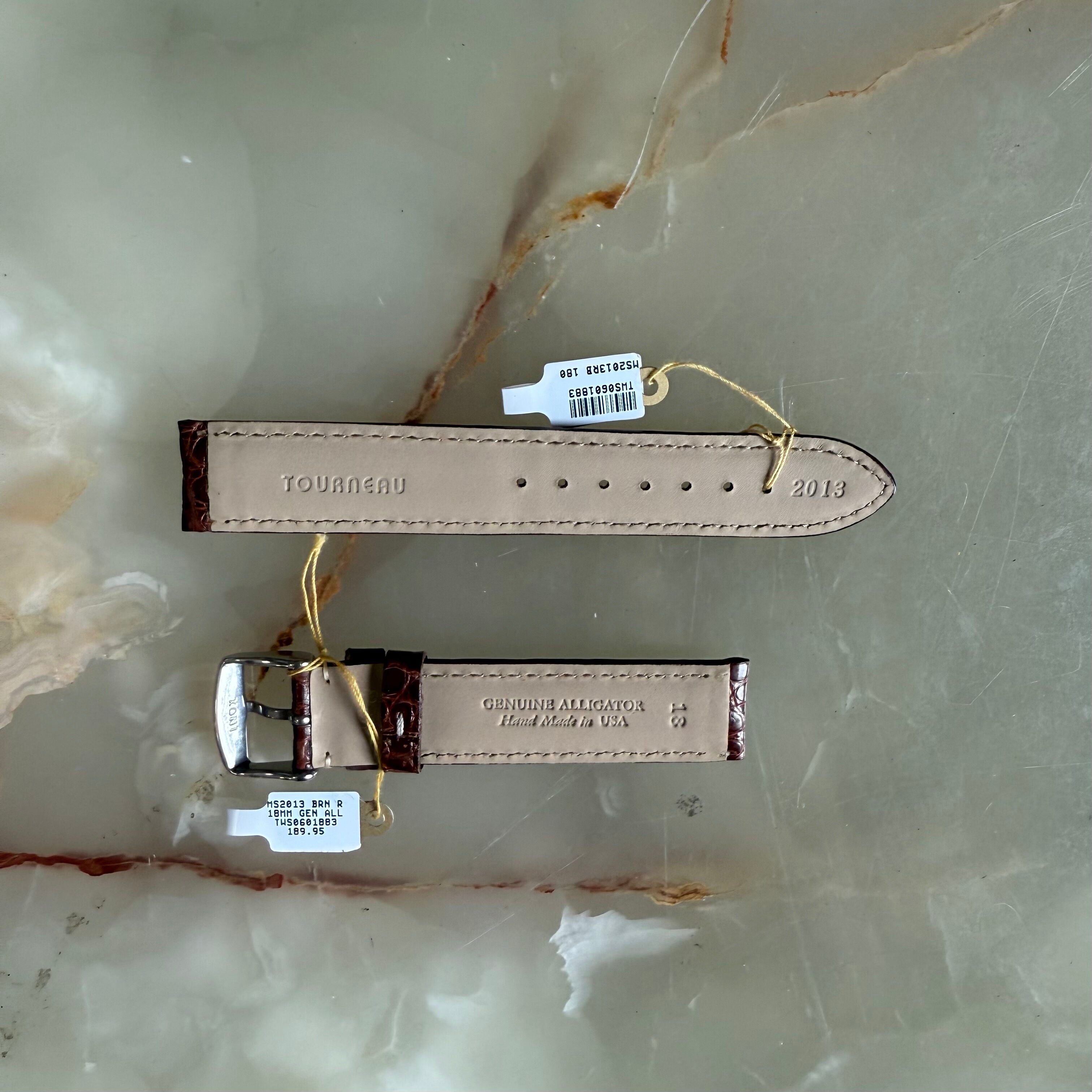 Genuine Alligator Brown Watch Strap Band 18mm Padded & Stitched w Buckle