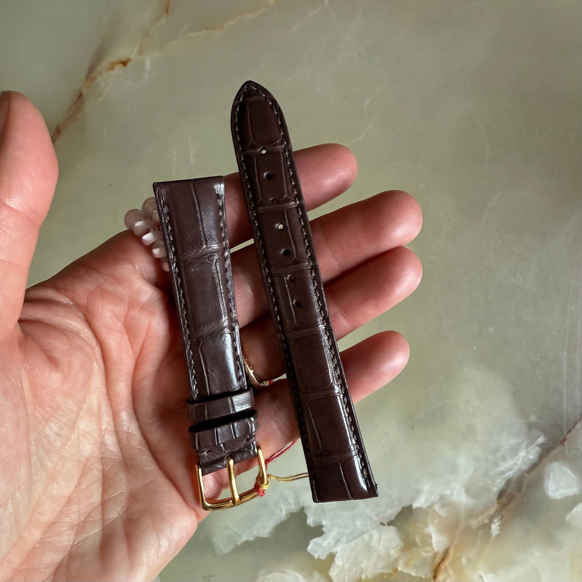 Genuine Alligator Brown Watch Strap Band 18mm Padded & Stitched with Buckle
