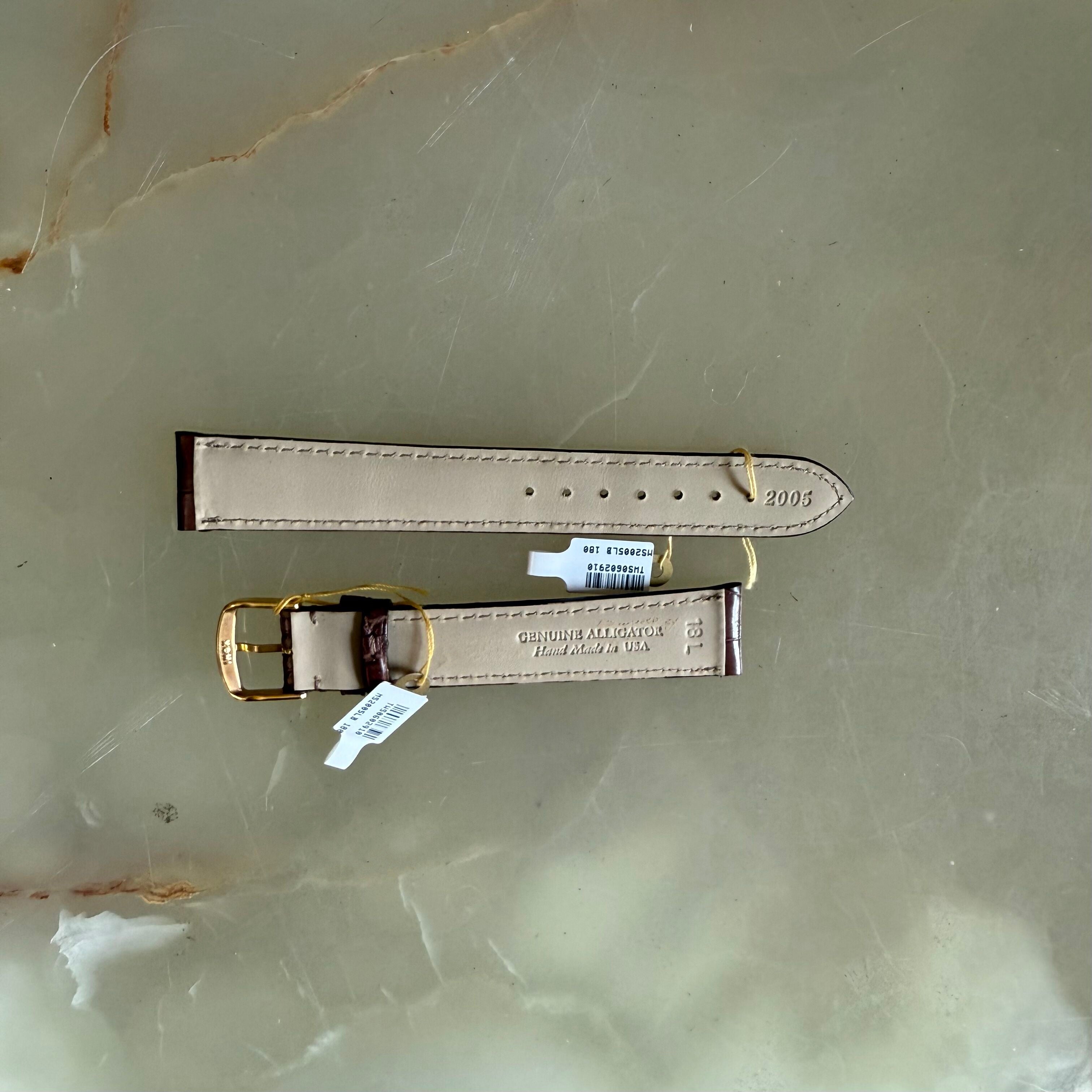 Genuine Alligator Brown Watch Strap Band 18mm Padded & Stitched with Buckle