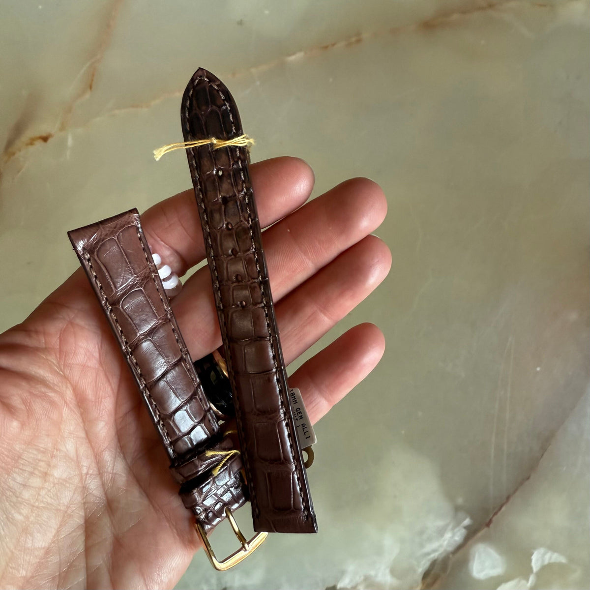 Genuine Alligator Brown Watch Strap Band 18mm Padded & Stitched with Buckle