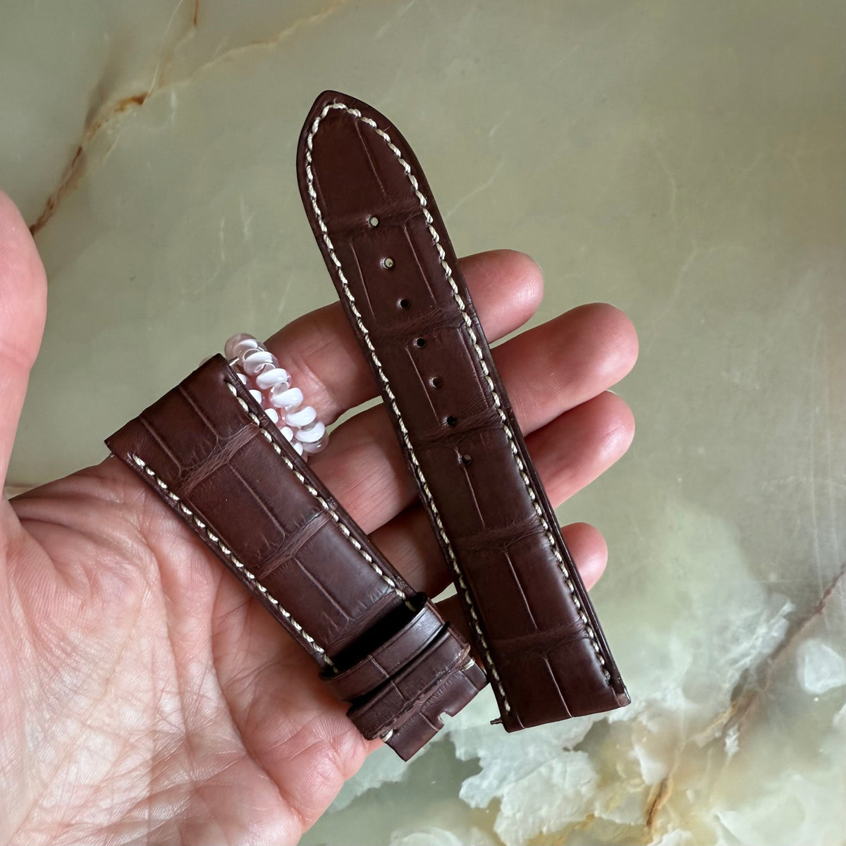 Genuine Alligator Brown Watch Strap Band 24mm Padded & Stitched