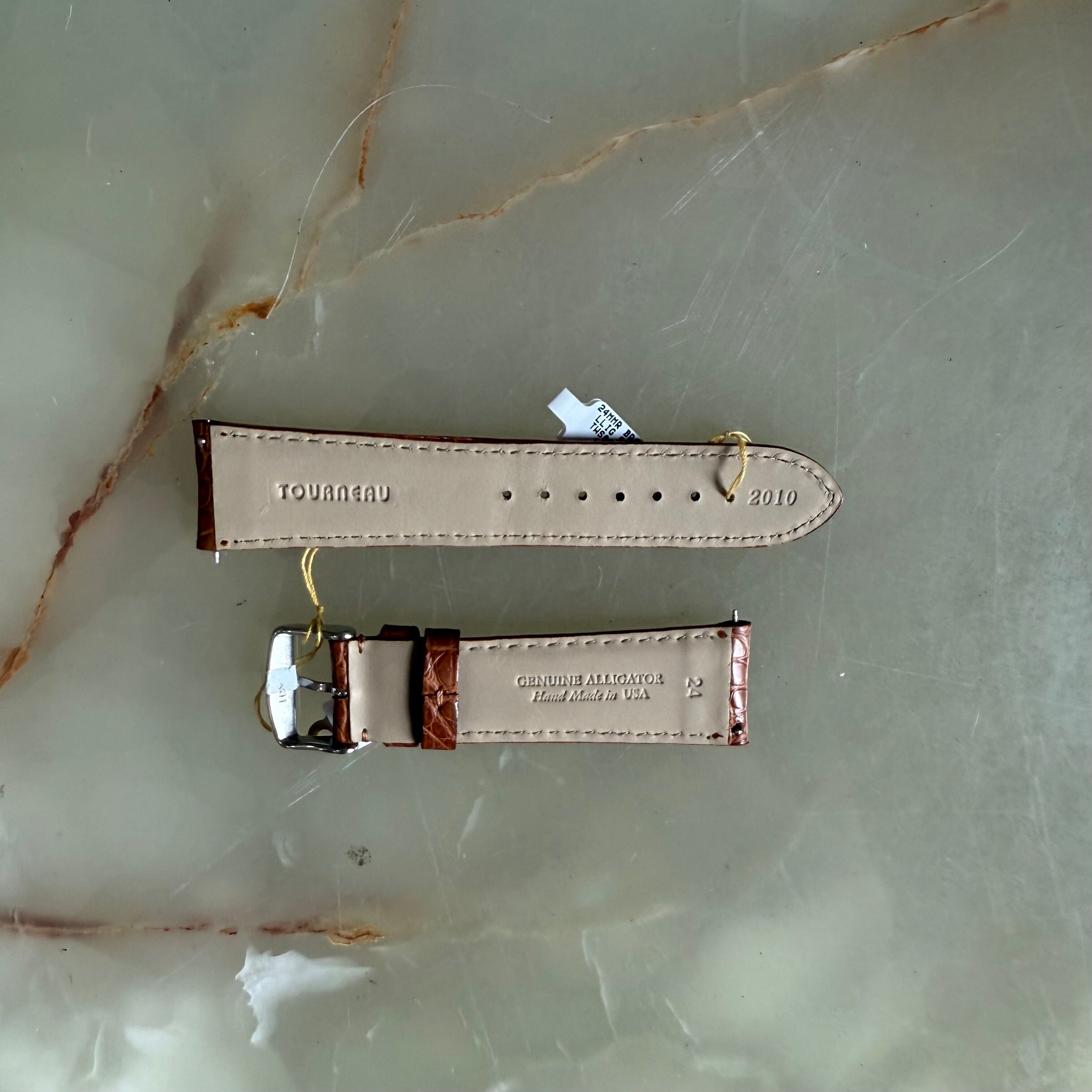Genuine Alligator Brown Watch Strap Band 24mm Padded & Stitched w Buckle