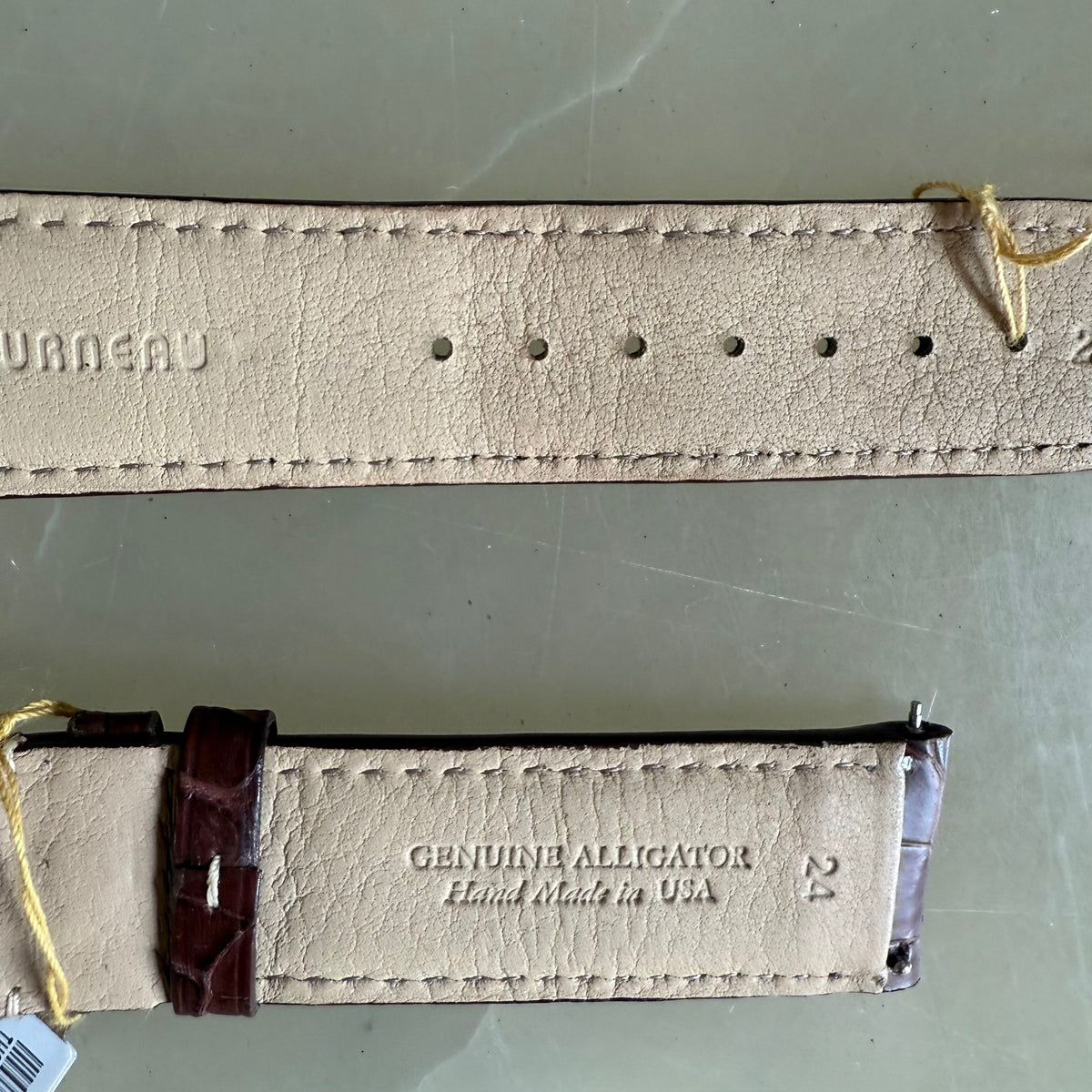 Genuine Alligator Brown Watch Strap Band 24mm Padded & Stitched with Buckle