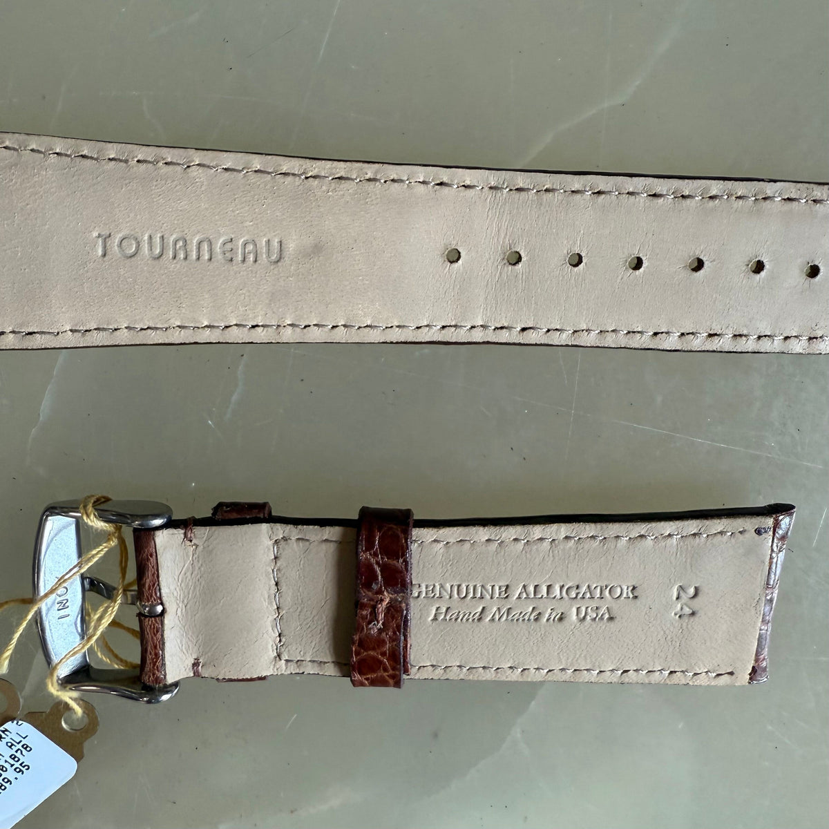 Genuine Alligator Brown Watch Strap Band 24mm Padded & Stitched with Buckle