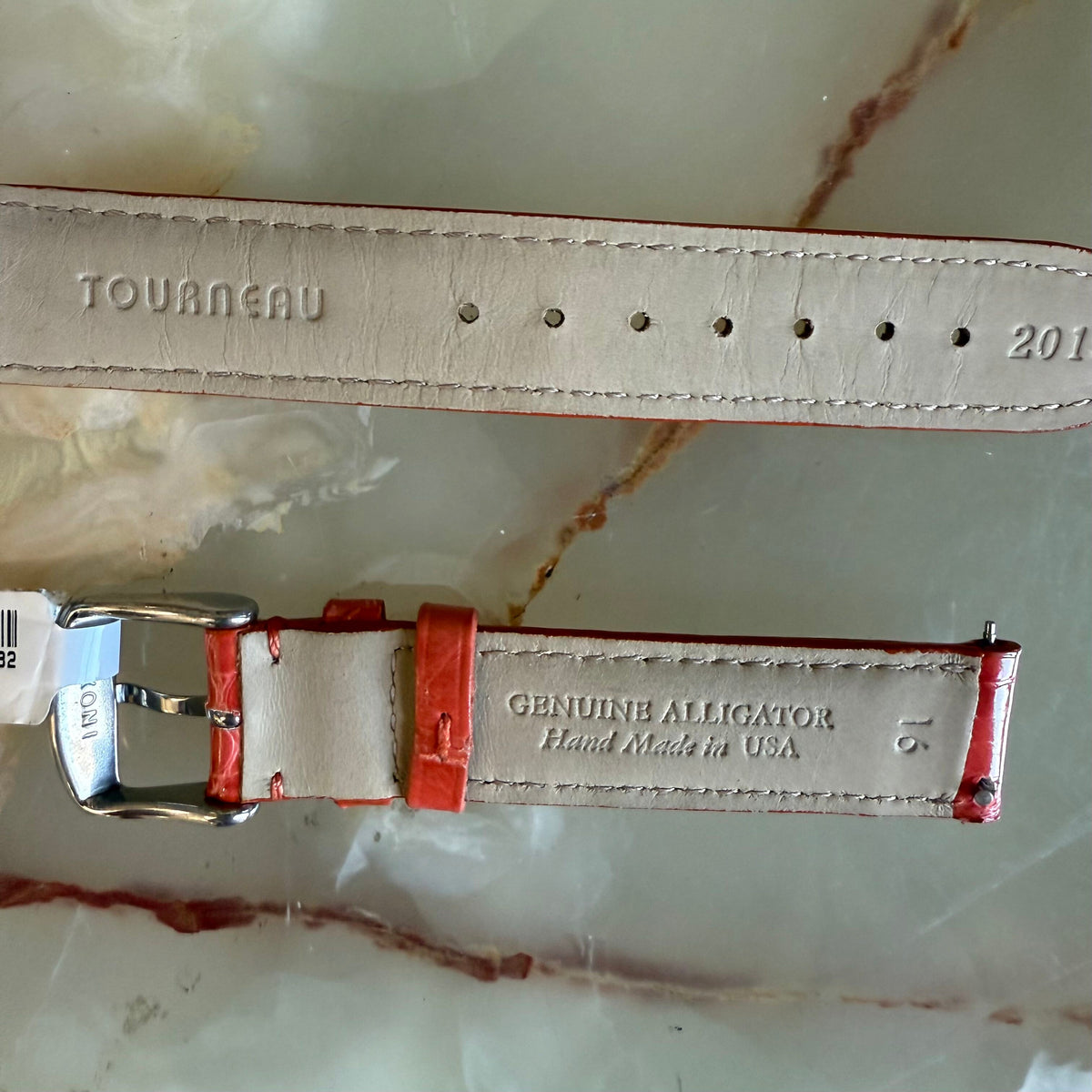 Genuine Alligator Orange Watch Strap Band 16mm Padded & Stitched w Buckle