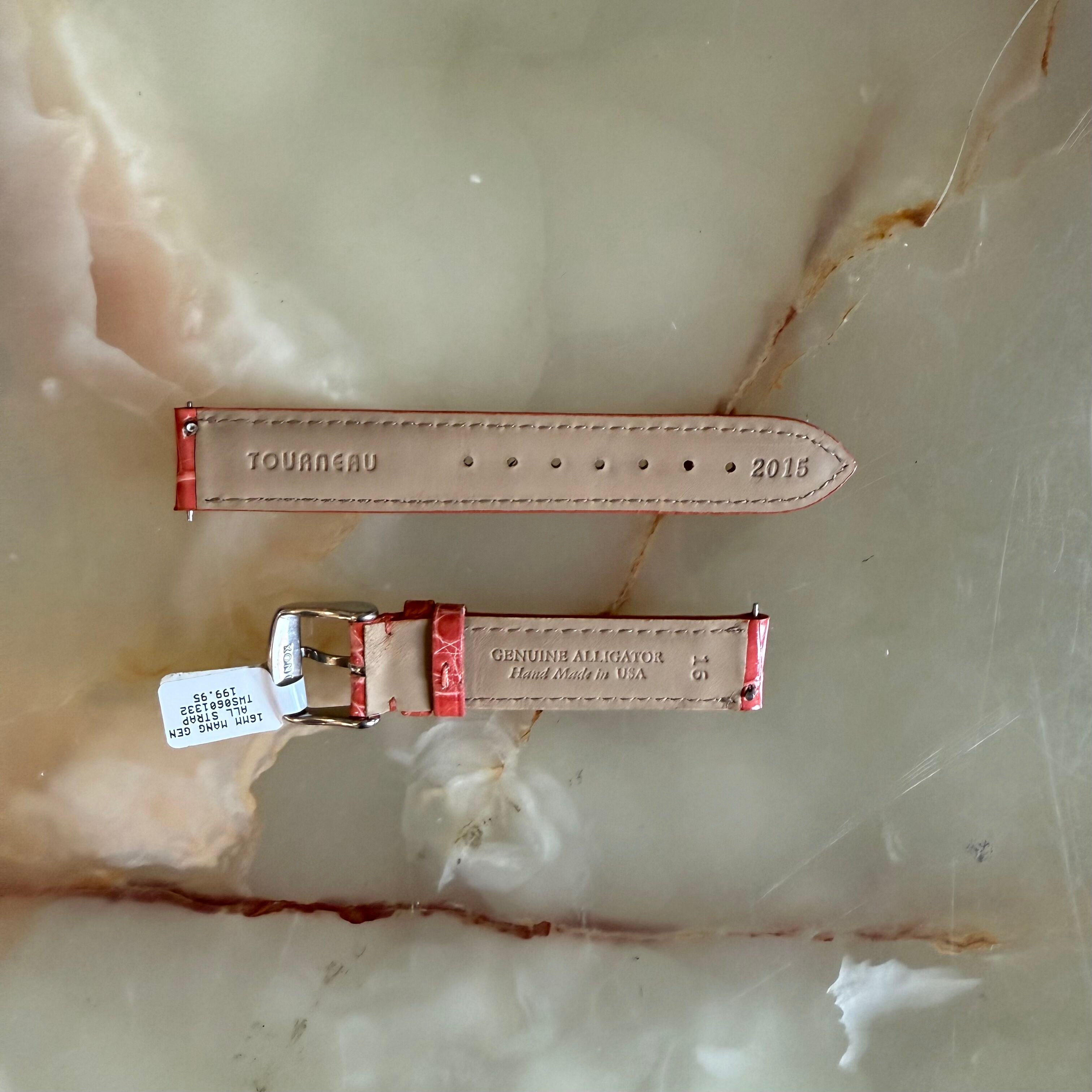 Genuine Alligator Peach Watch Strap Band 16mm Padded & Stitched w Buckle