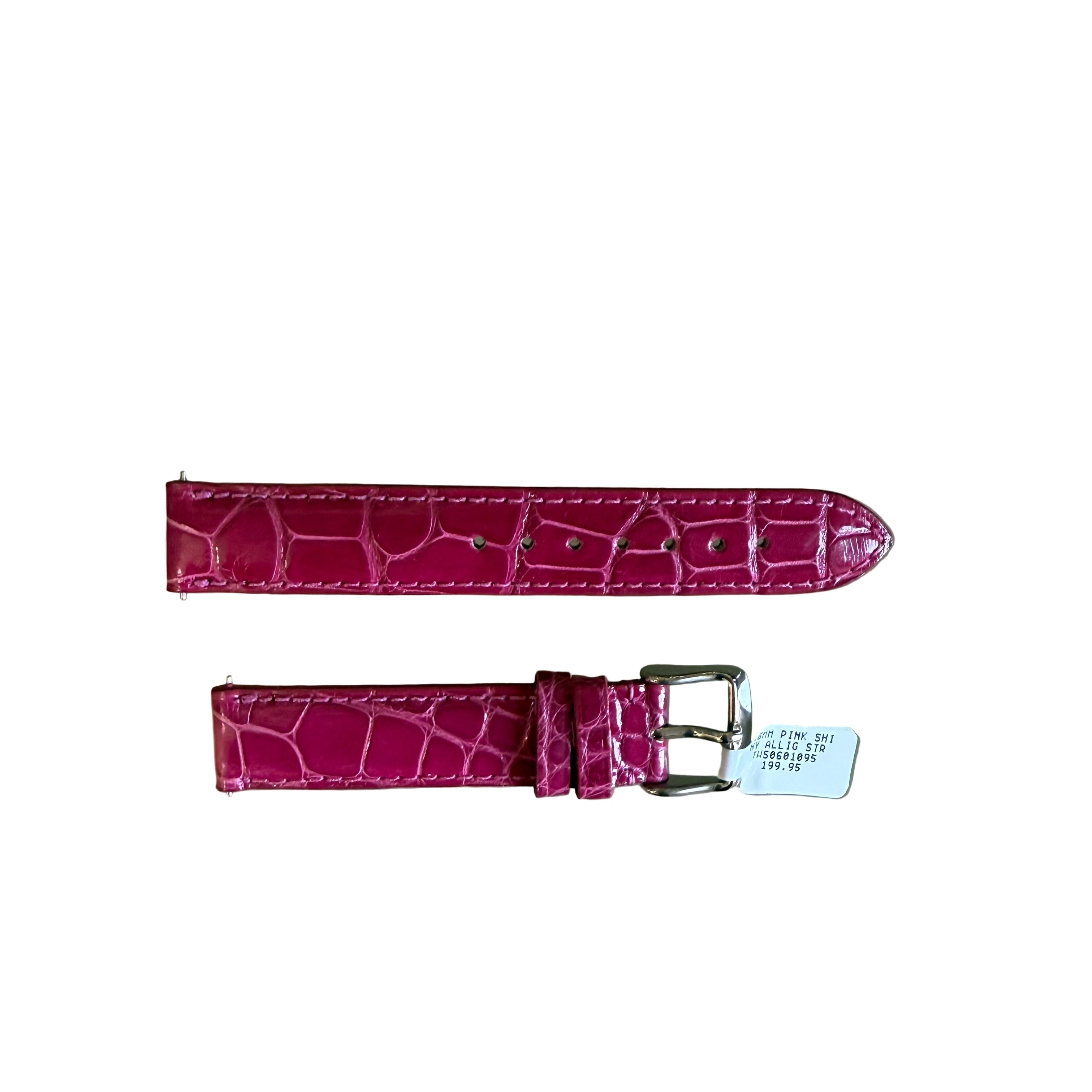 Genuine Alligator Pink Watch Strap Band 16mm Padded & Stitched w Buckle