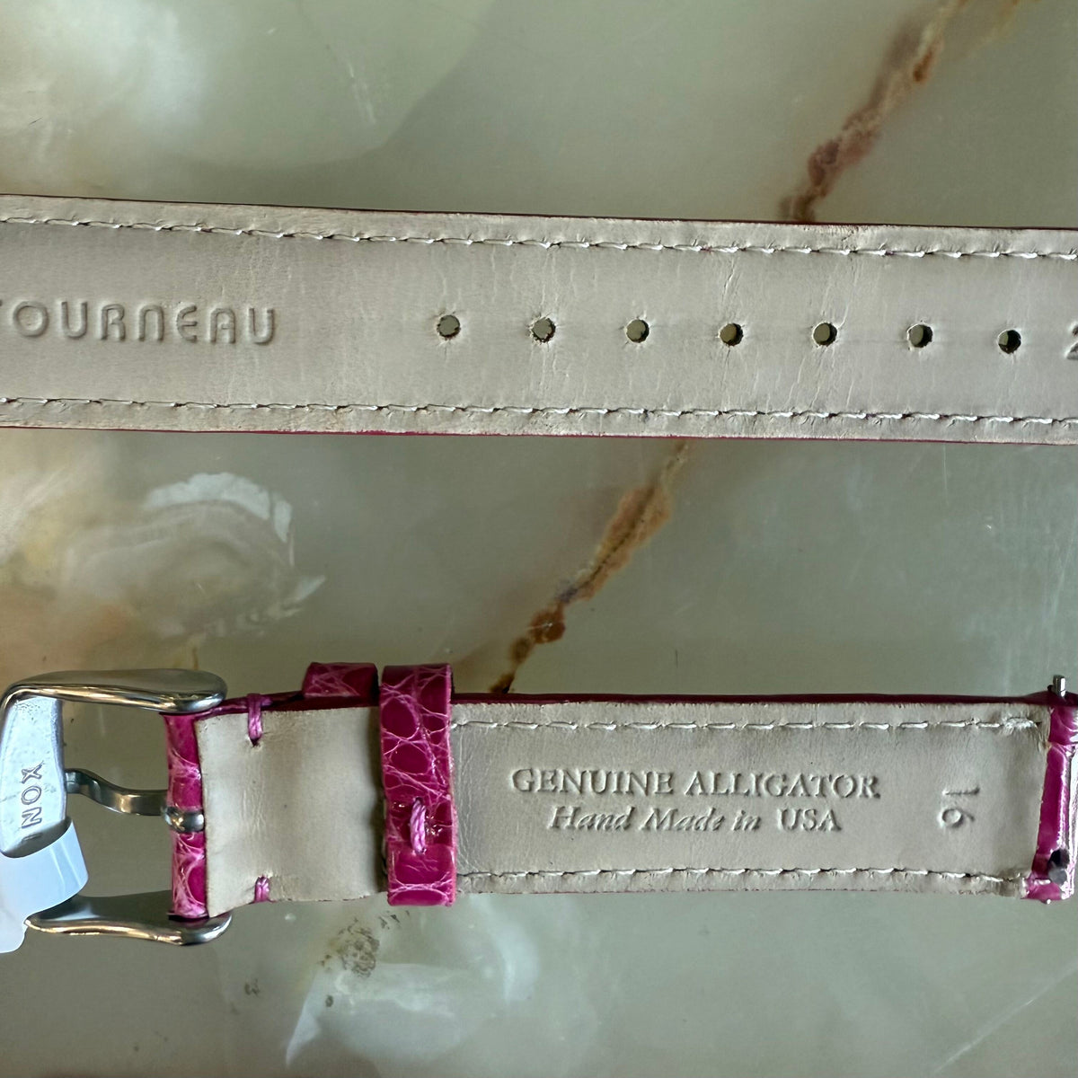 Genuine Alligator Pink Watch Strap Band 16mm Padded & Stitched w Buckle
