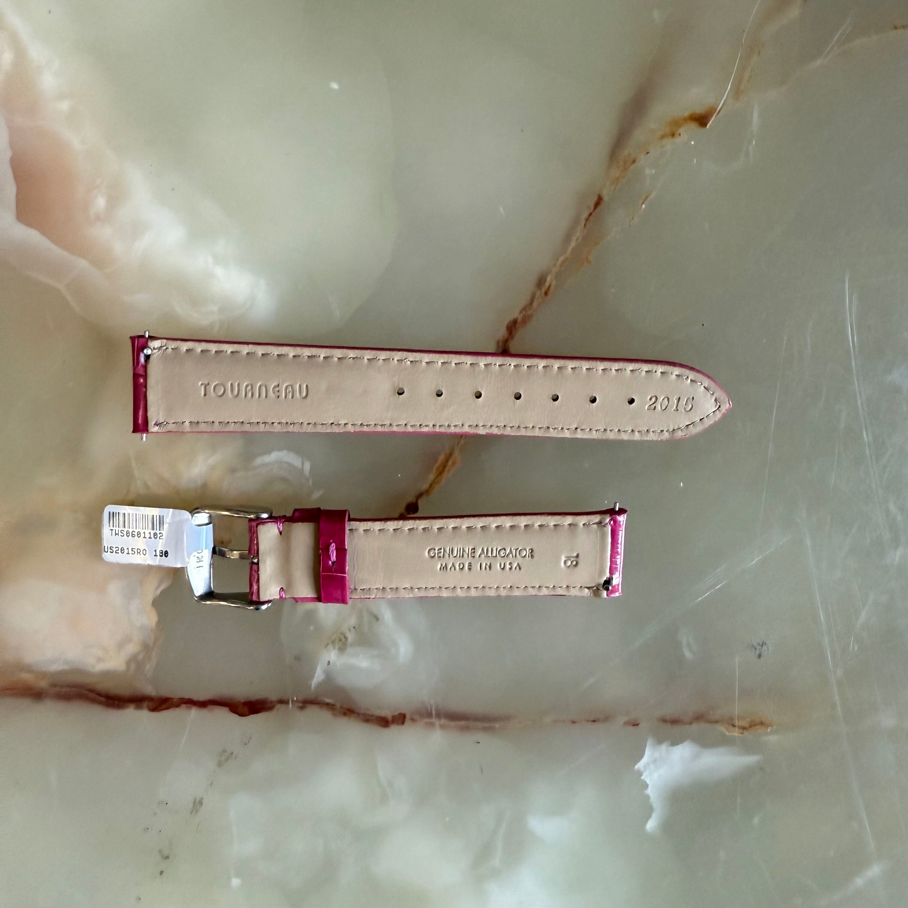 Genuine Alligator Pink Watch Strap Band 18mm Padded & Stitched w Buckle