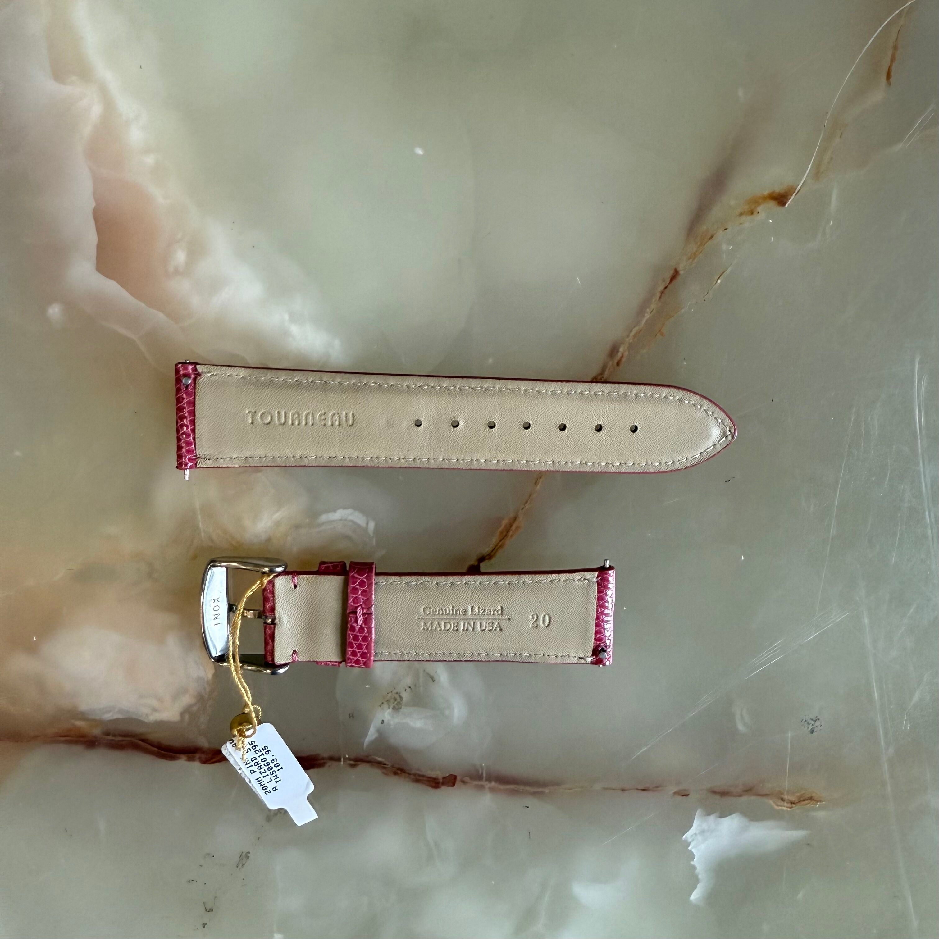 Genuine Alligator Pink Watch Strap Band 20mm Padded & Stitched w Buckle