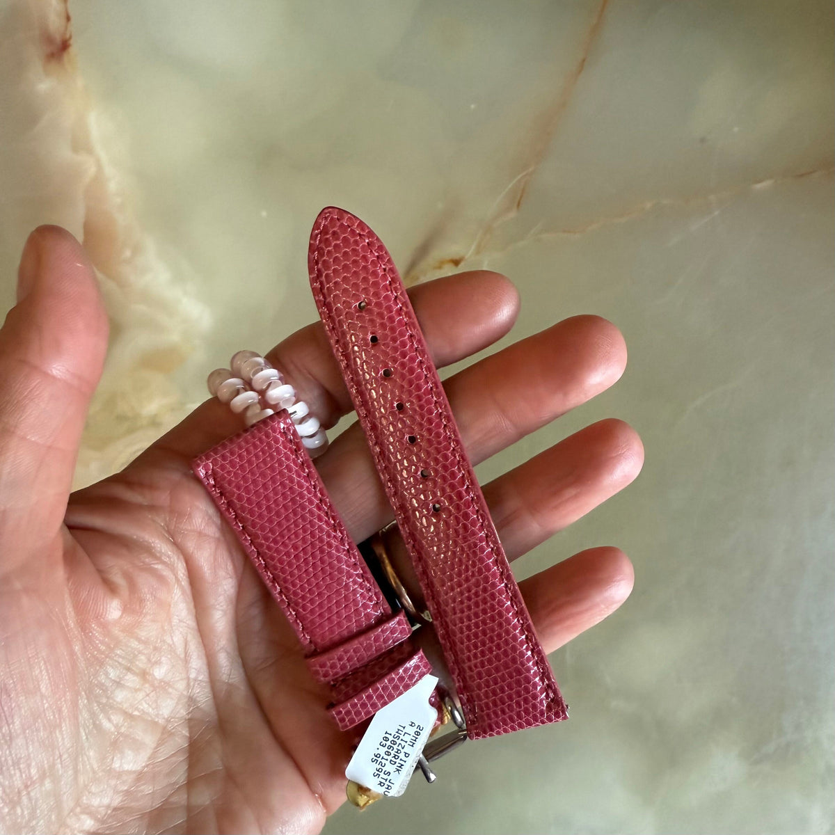 Genuine Alligator Pink Watch Strap Band 20mm Padded & Stitched w Buckle
