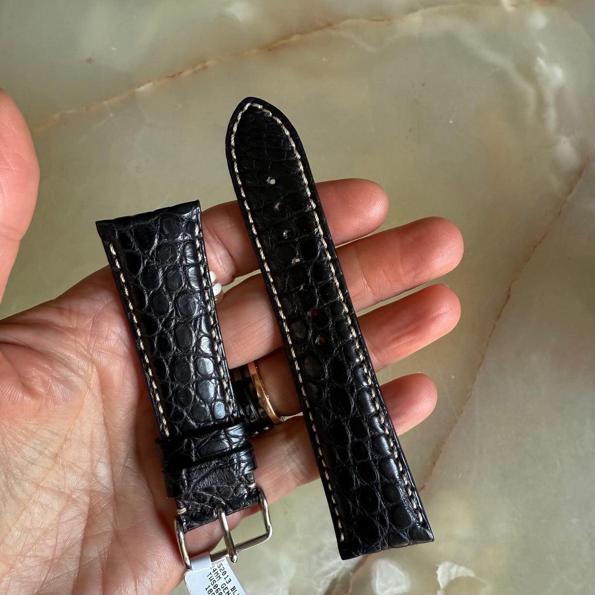 Genuine Alligator Watch Strap Band 24mm Padded & Stitched with Buckle